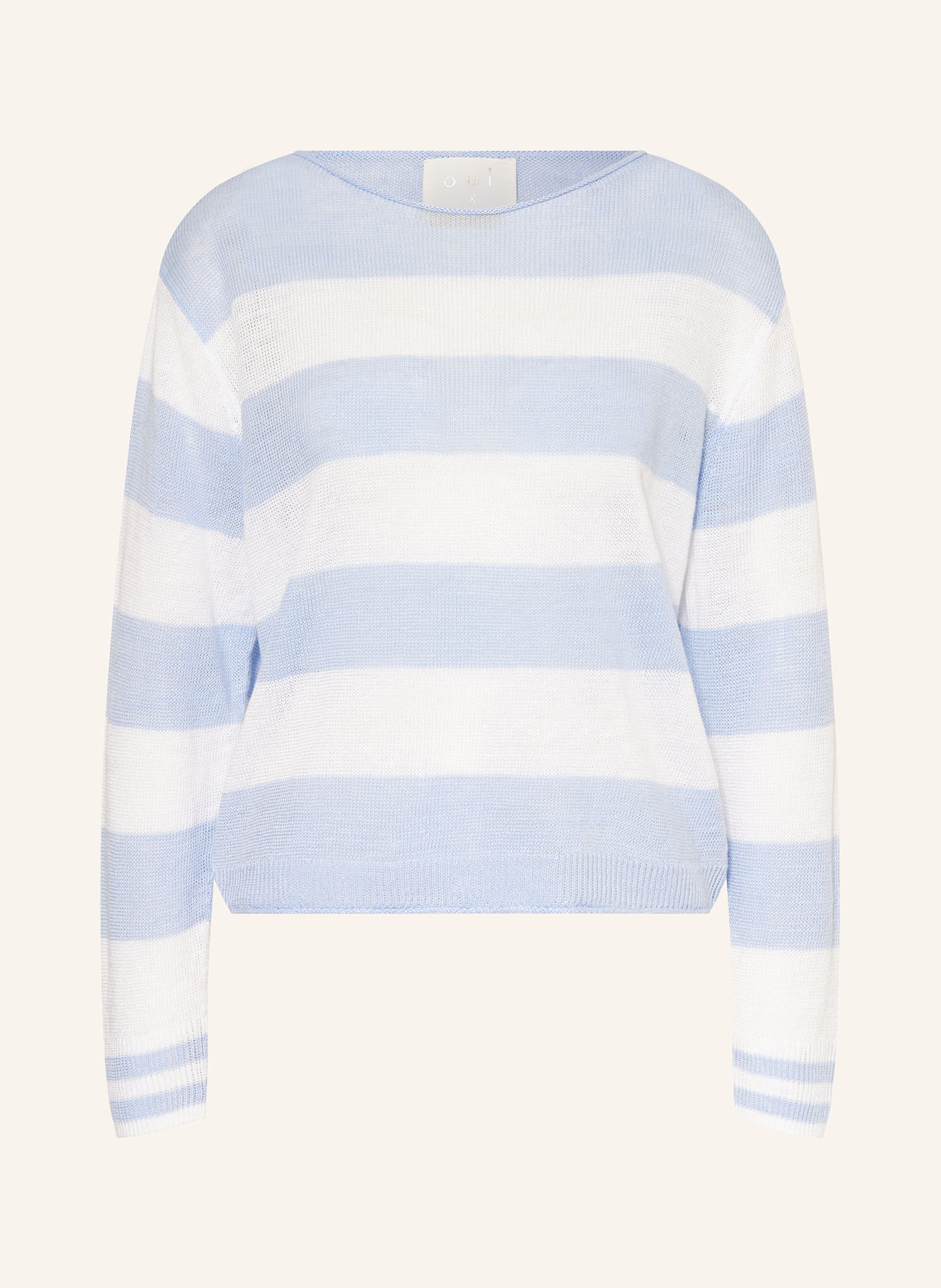 oui Leinenpullover: HELLBLAU / WEISS