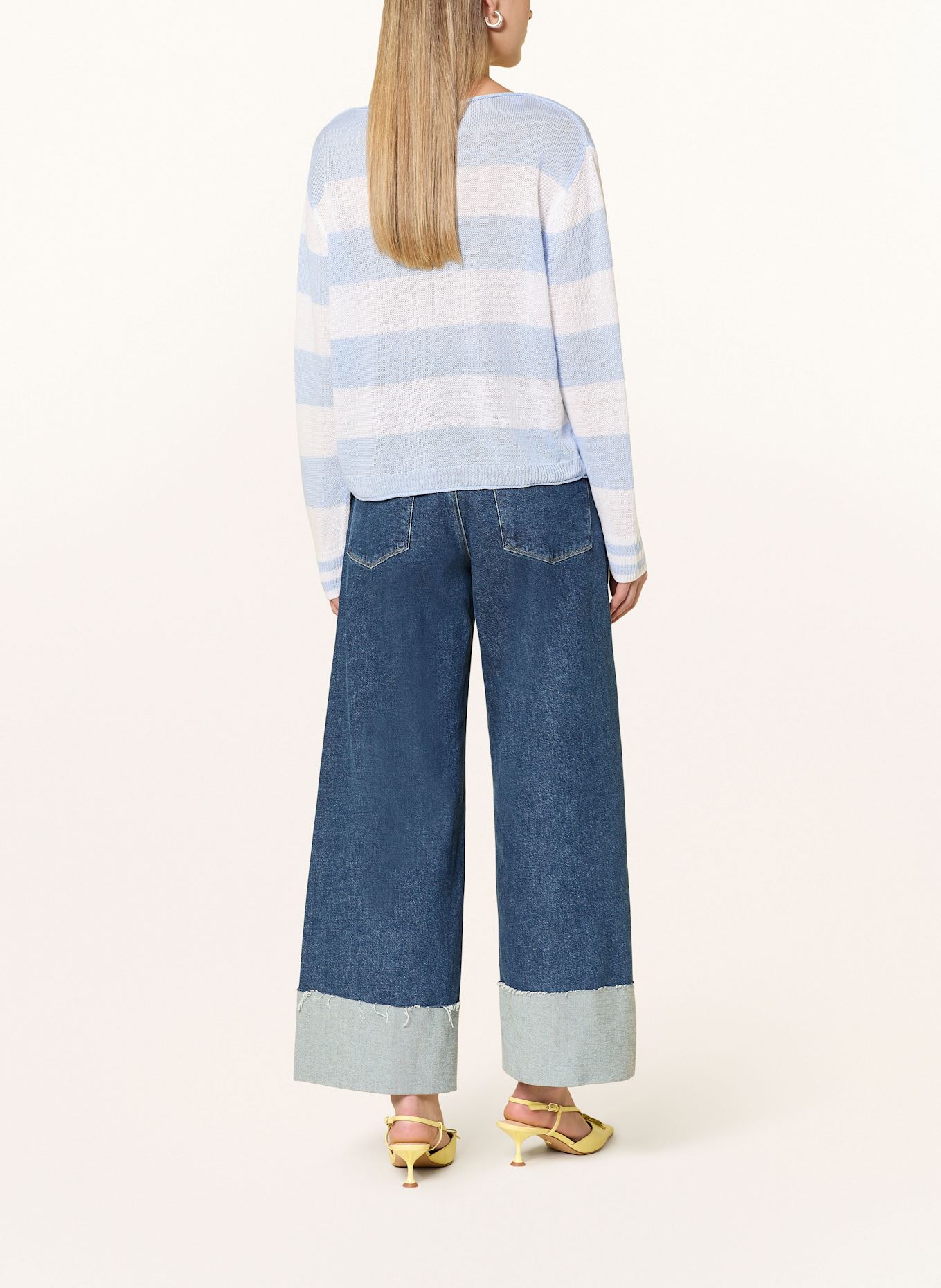 oui Leinenpullover: HELLBLAU / WEISS