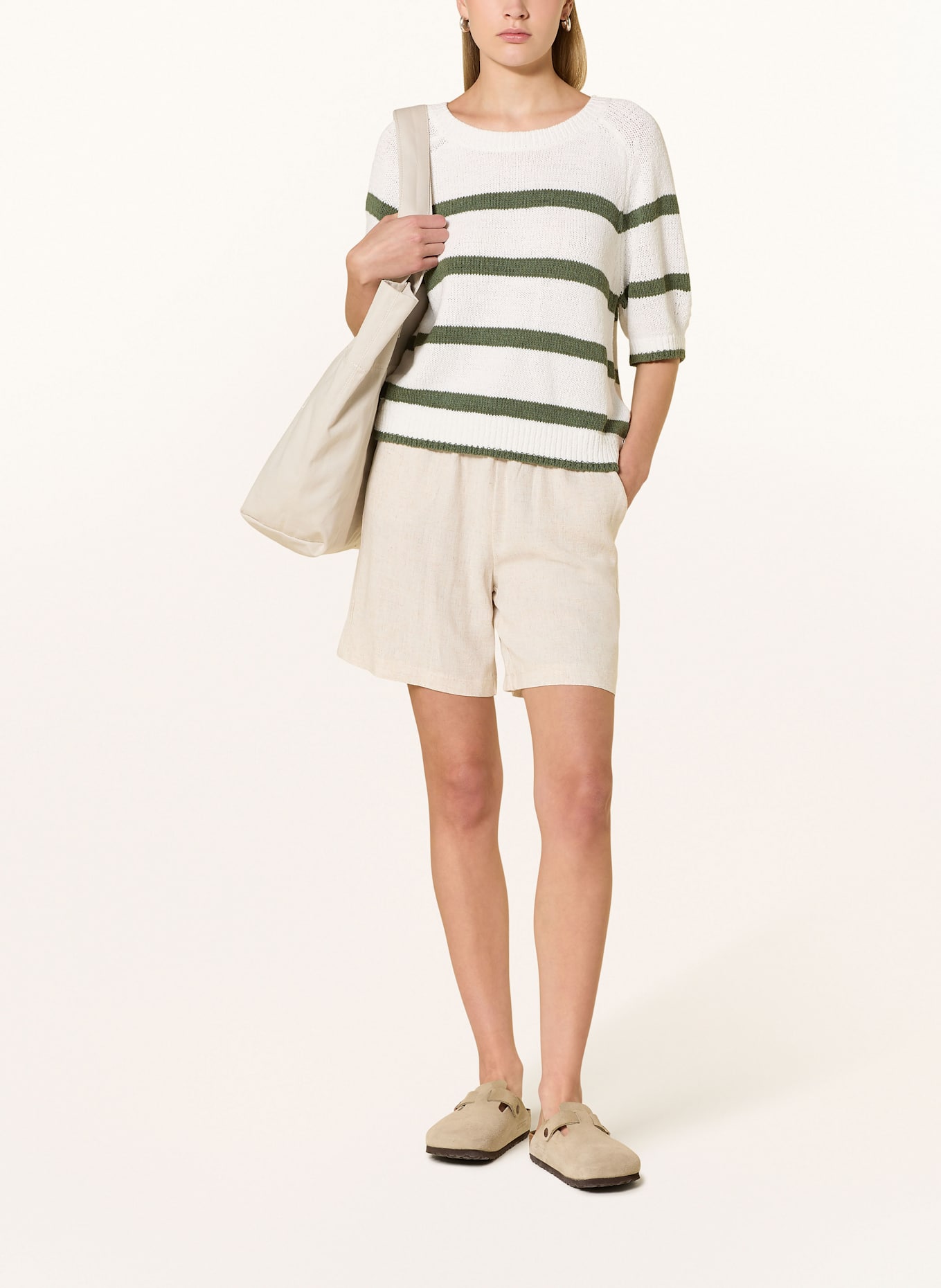 oui Strickshirt: WEISS / GRÜN