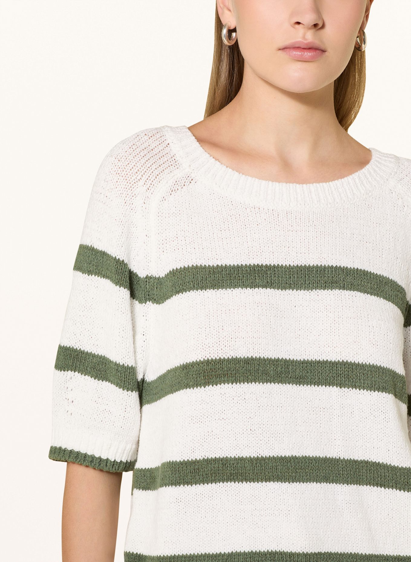 oui Strickshirt: WEISS / GRÜN