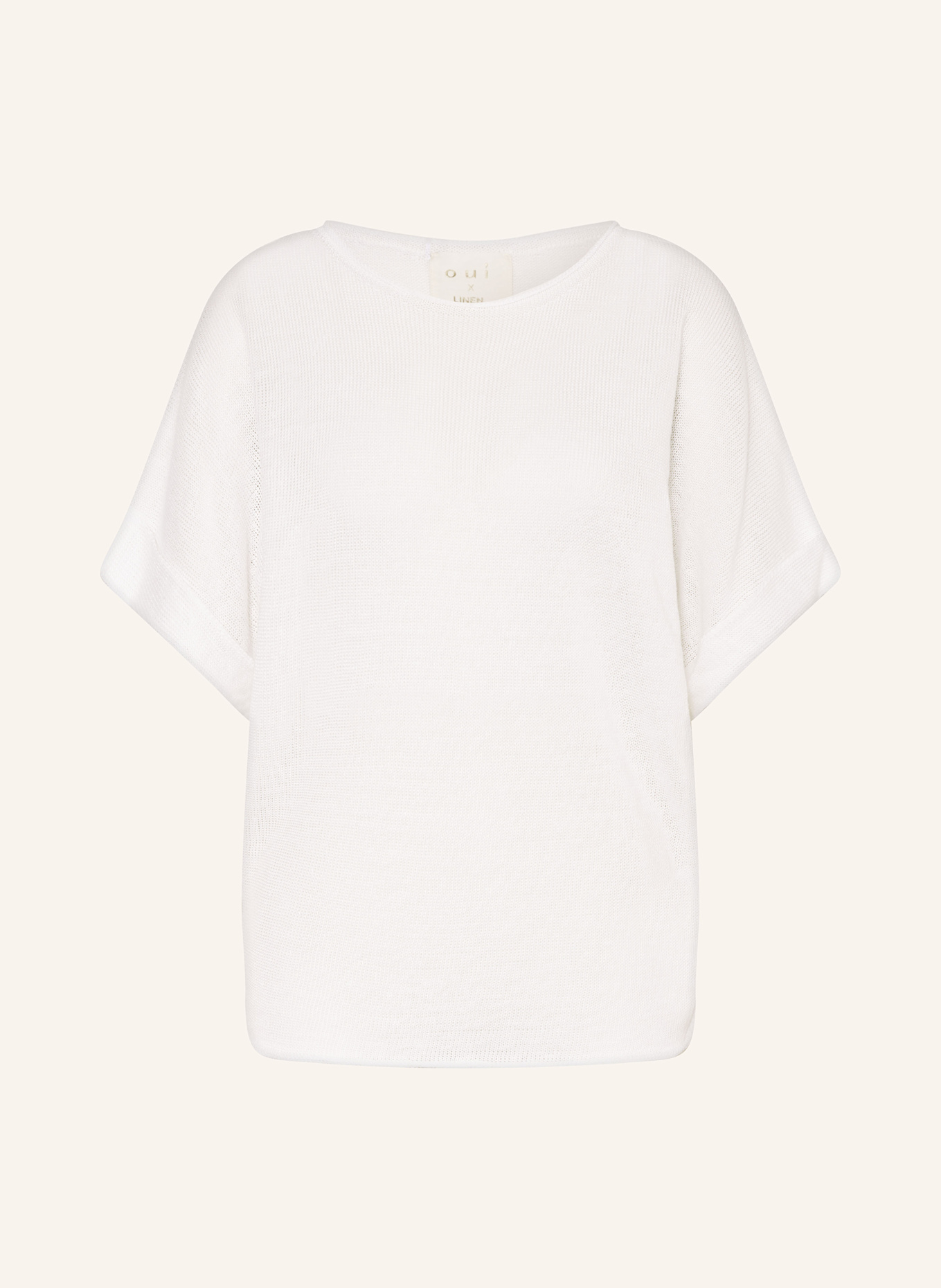 oui Oversized-Strickshirt aus Leinen: WEISS