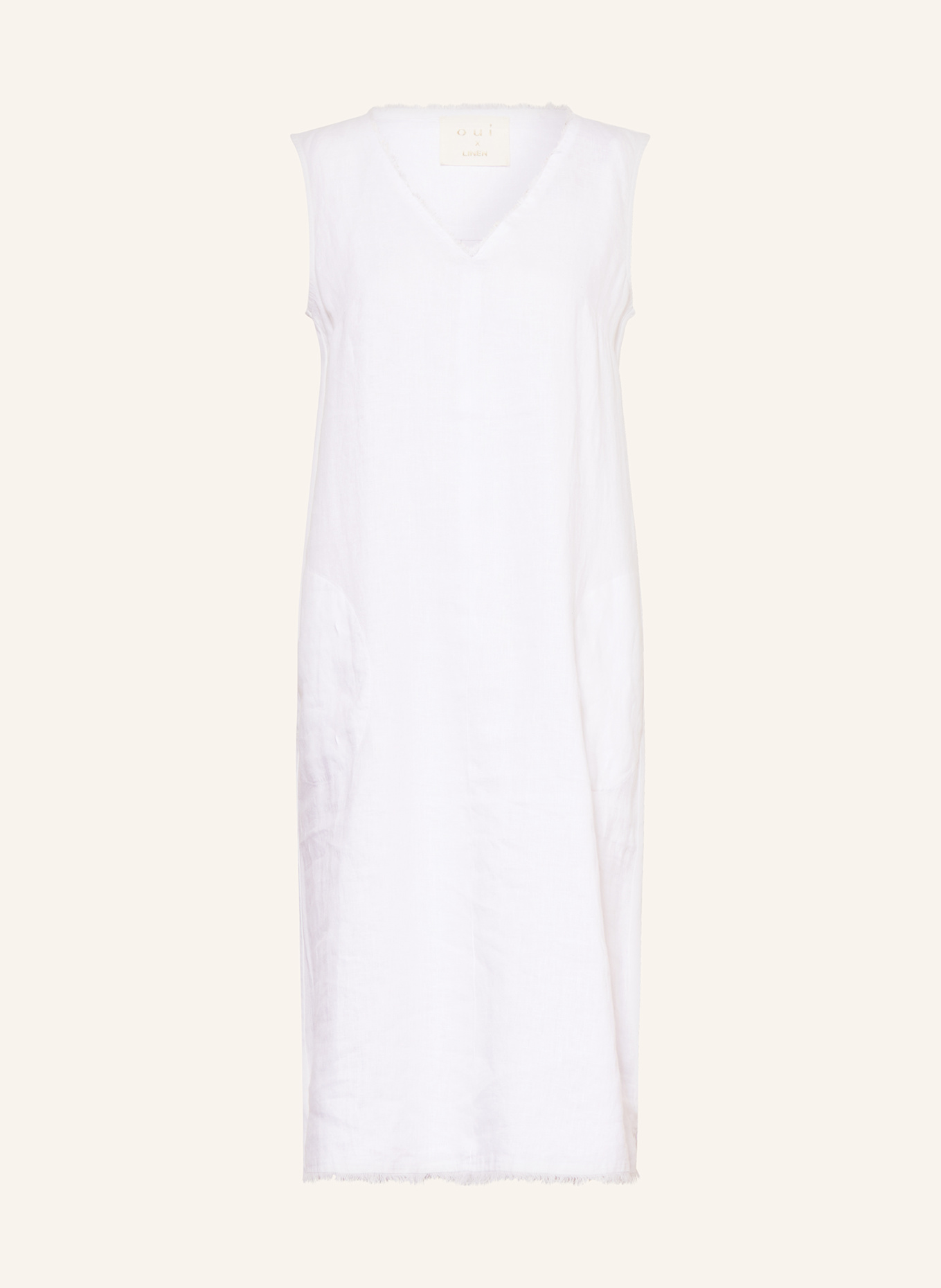 oui Kleid im Materialmix mit Leinen: WEISS