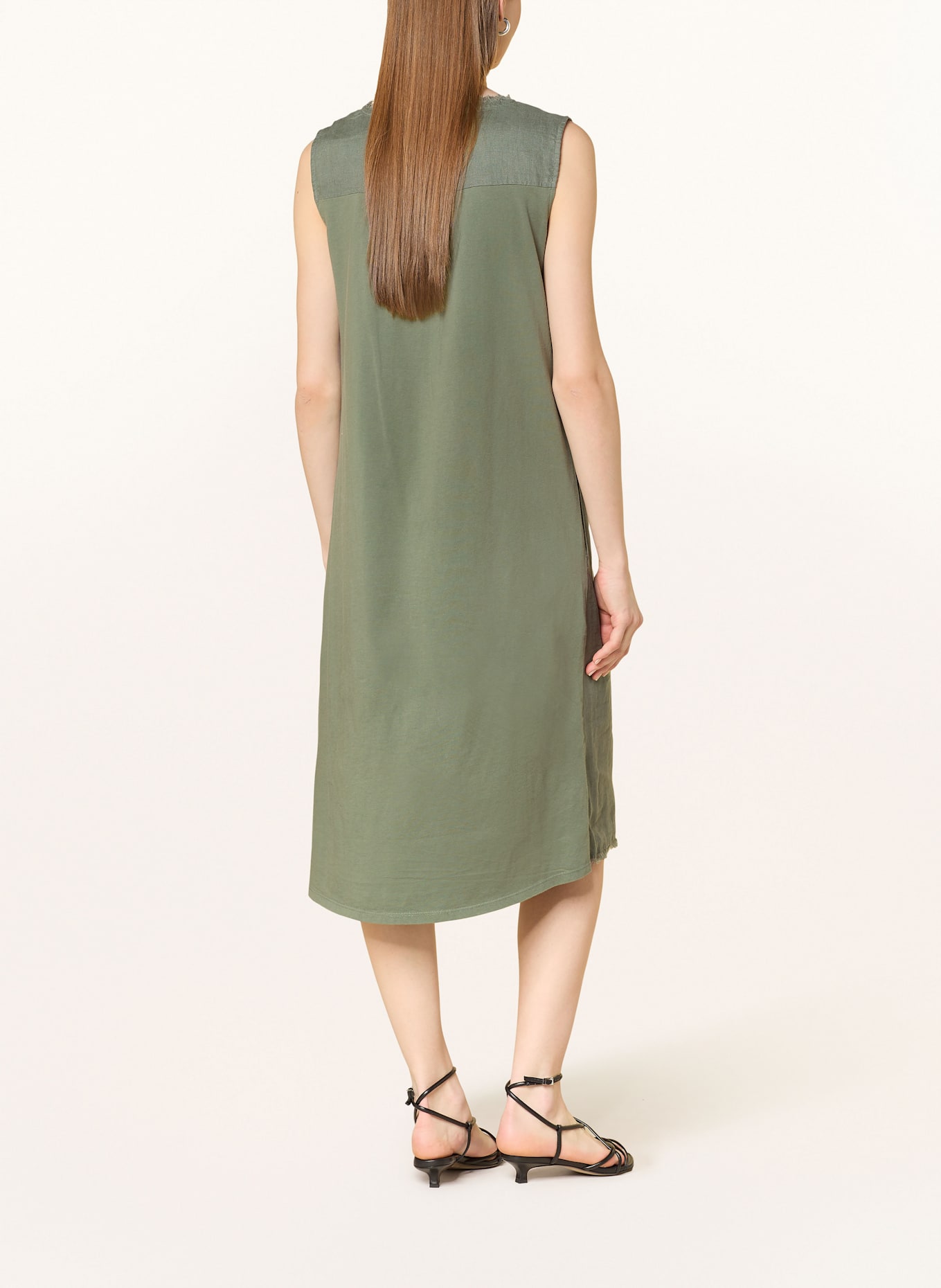 oui Kleid im Materialmix mit Leinen: KHAKI