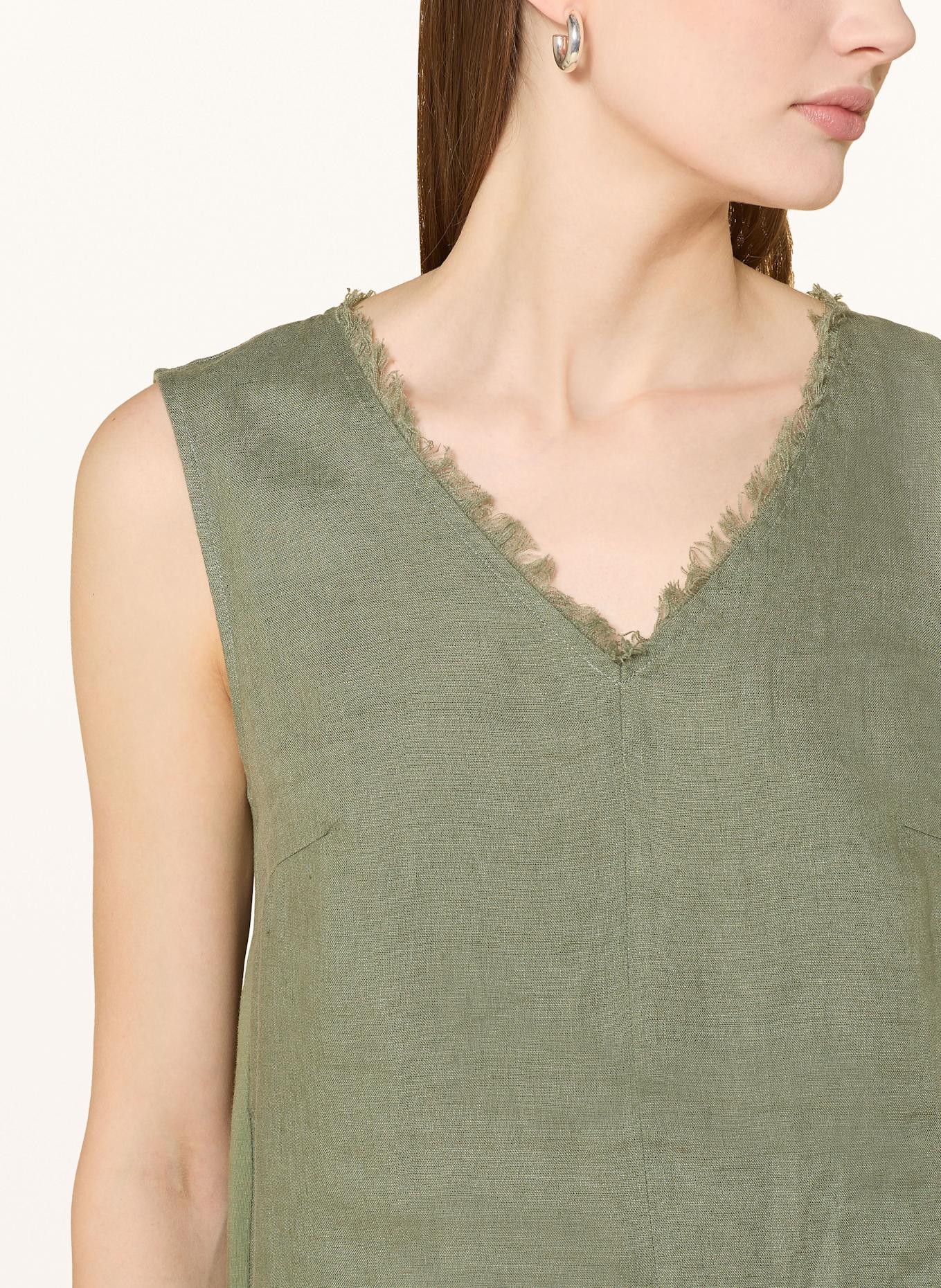 oui Kleid im Materialmix mit Leinen: KHAKI