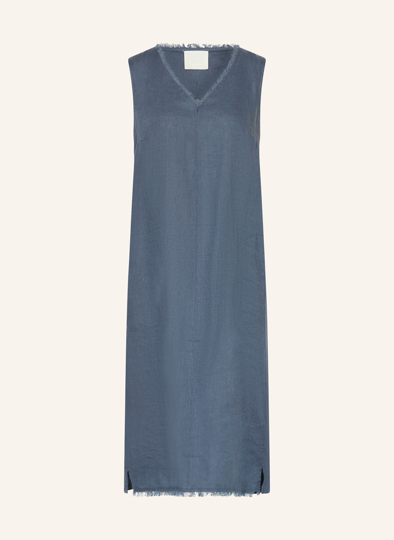oui Kleid im Materialmix mit Leinen: DUNKELBLAU