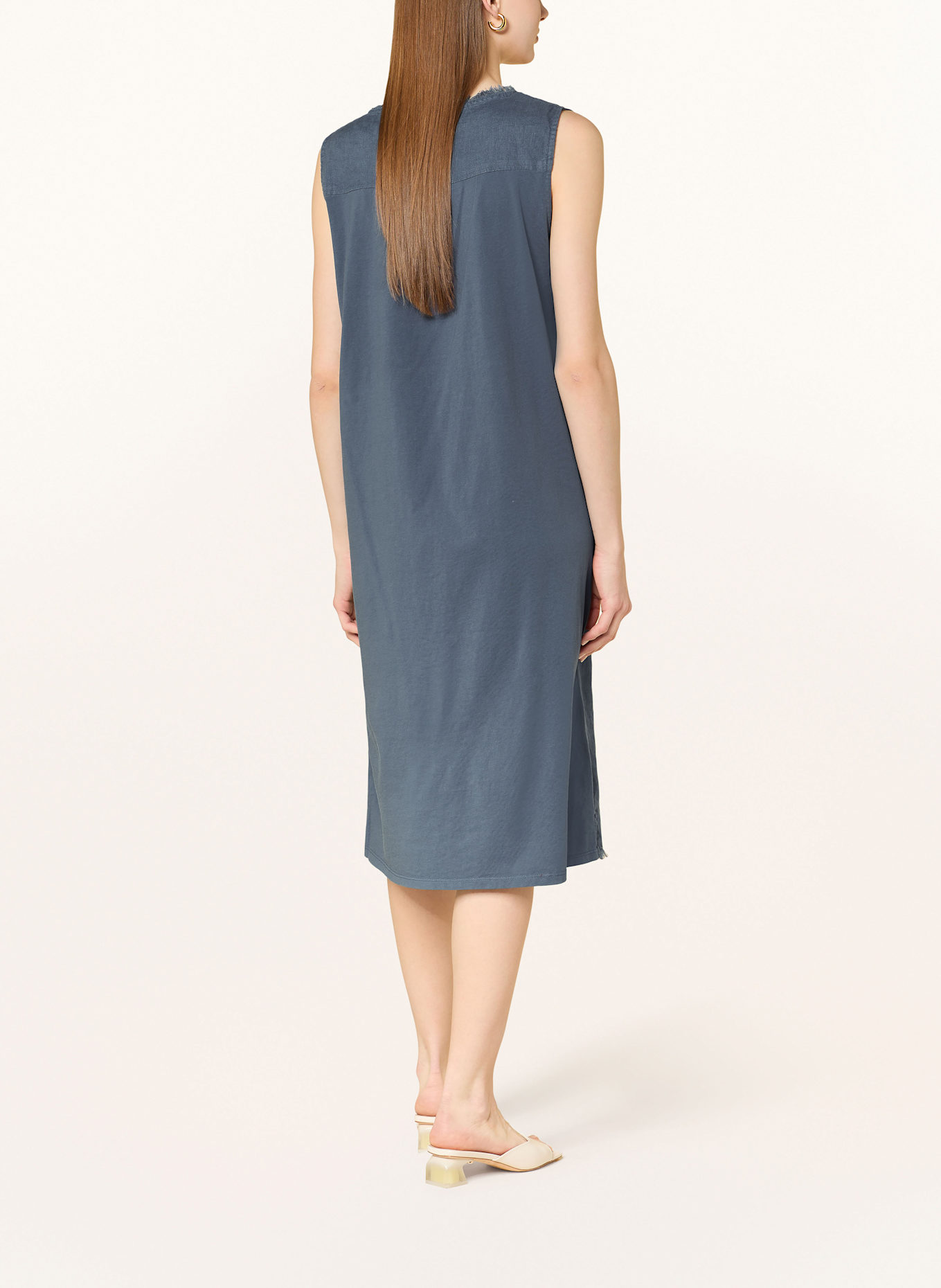 oui Kleid im Materialmix mit Leinen: DUNKELBLAU