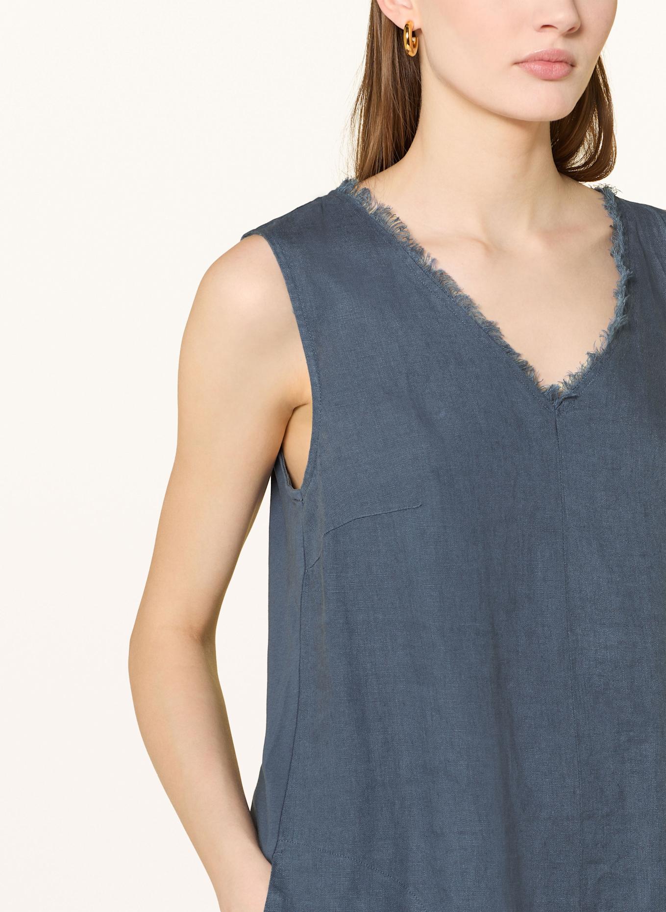 oui Kleid im Materialmix mit Leinen: DUNKELBLAU