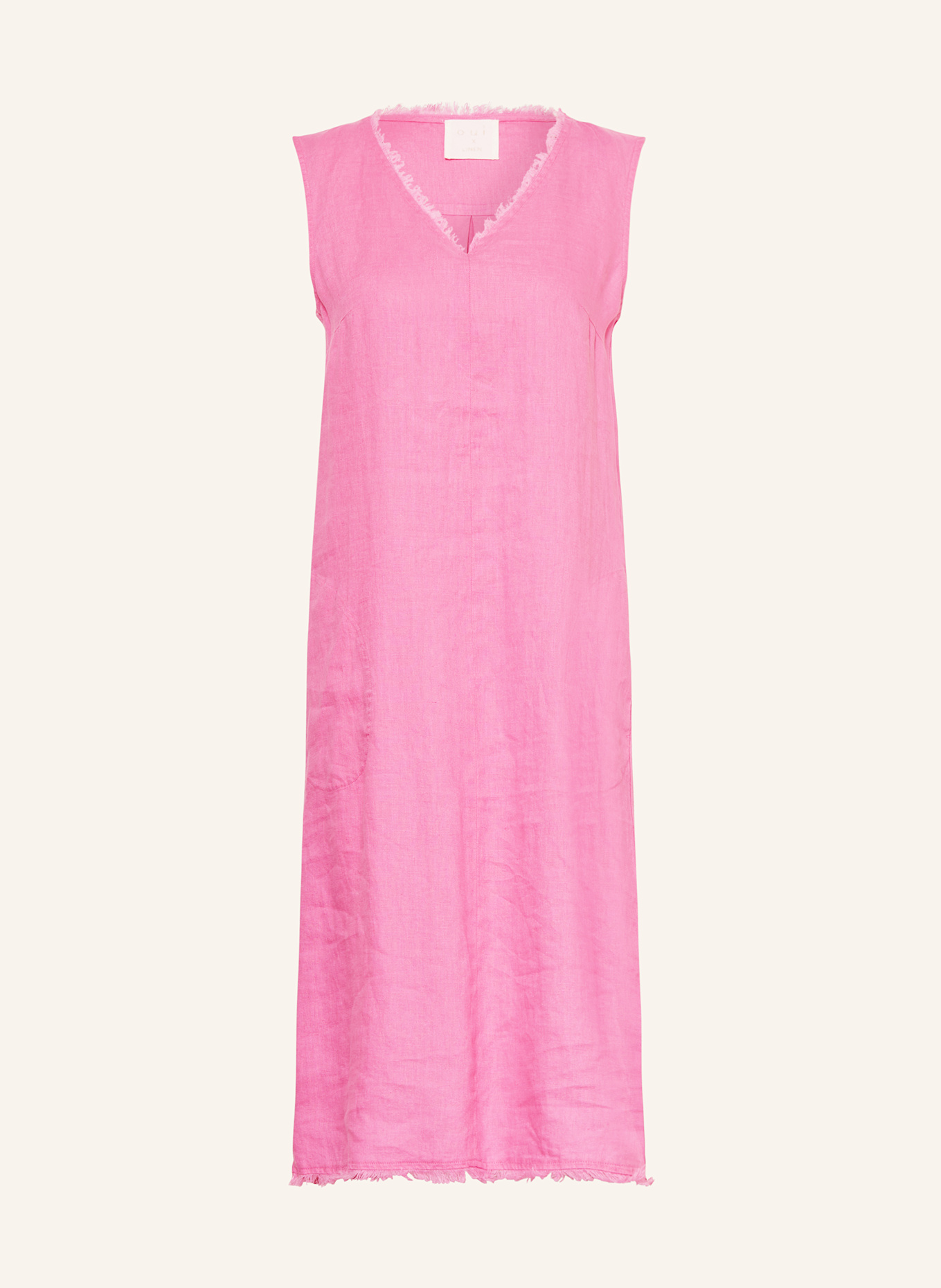 oui Kleid im Materialmix mit Leinen: PINK
