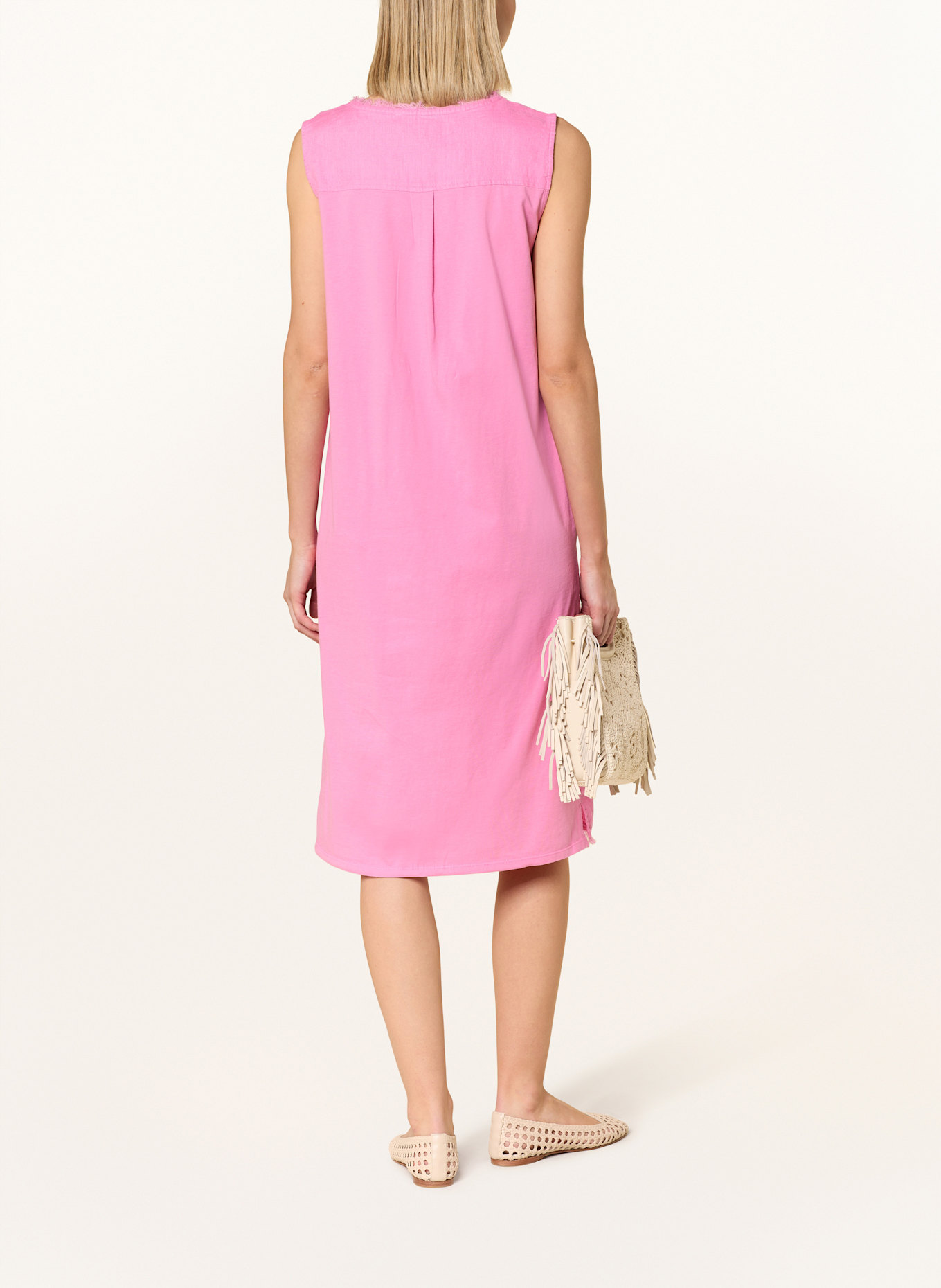 oui Kleid im Materialmix mit Leinen: PINK