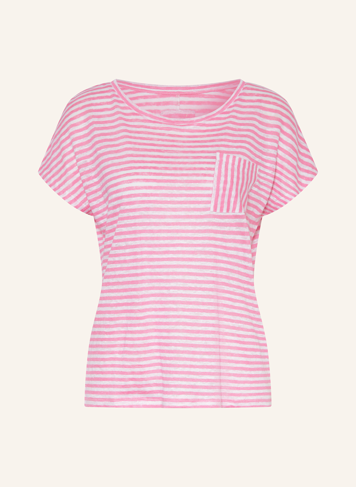 oui T-Shirt aus Leinen: PINK / WEISS