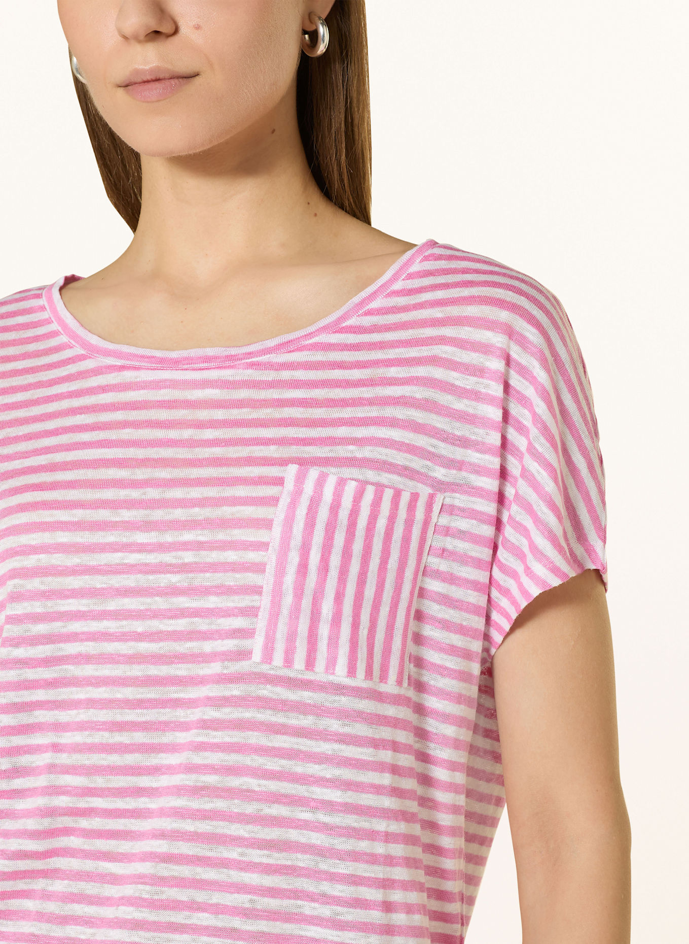 oui T-Shirt aus Leinen: PINK / WEISS