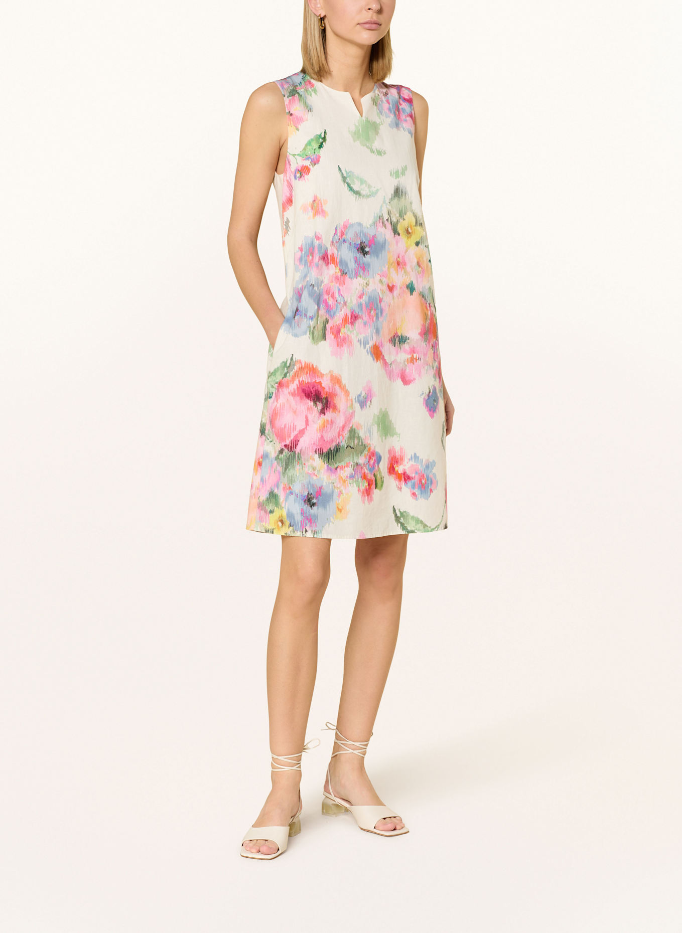 oui Leinenkleid: PINK / GRÜN / BLAU