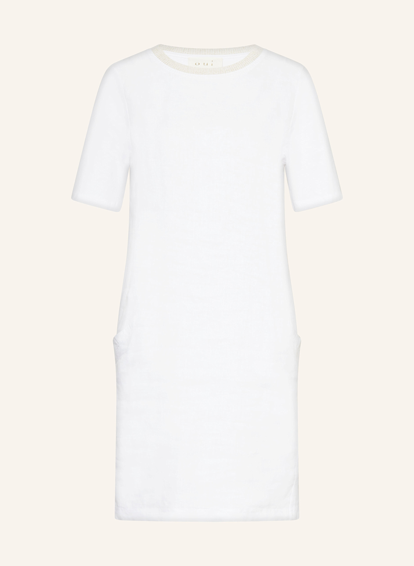 oui Kleid im Materialmix mit Leinen: 1002 optic white