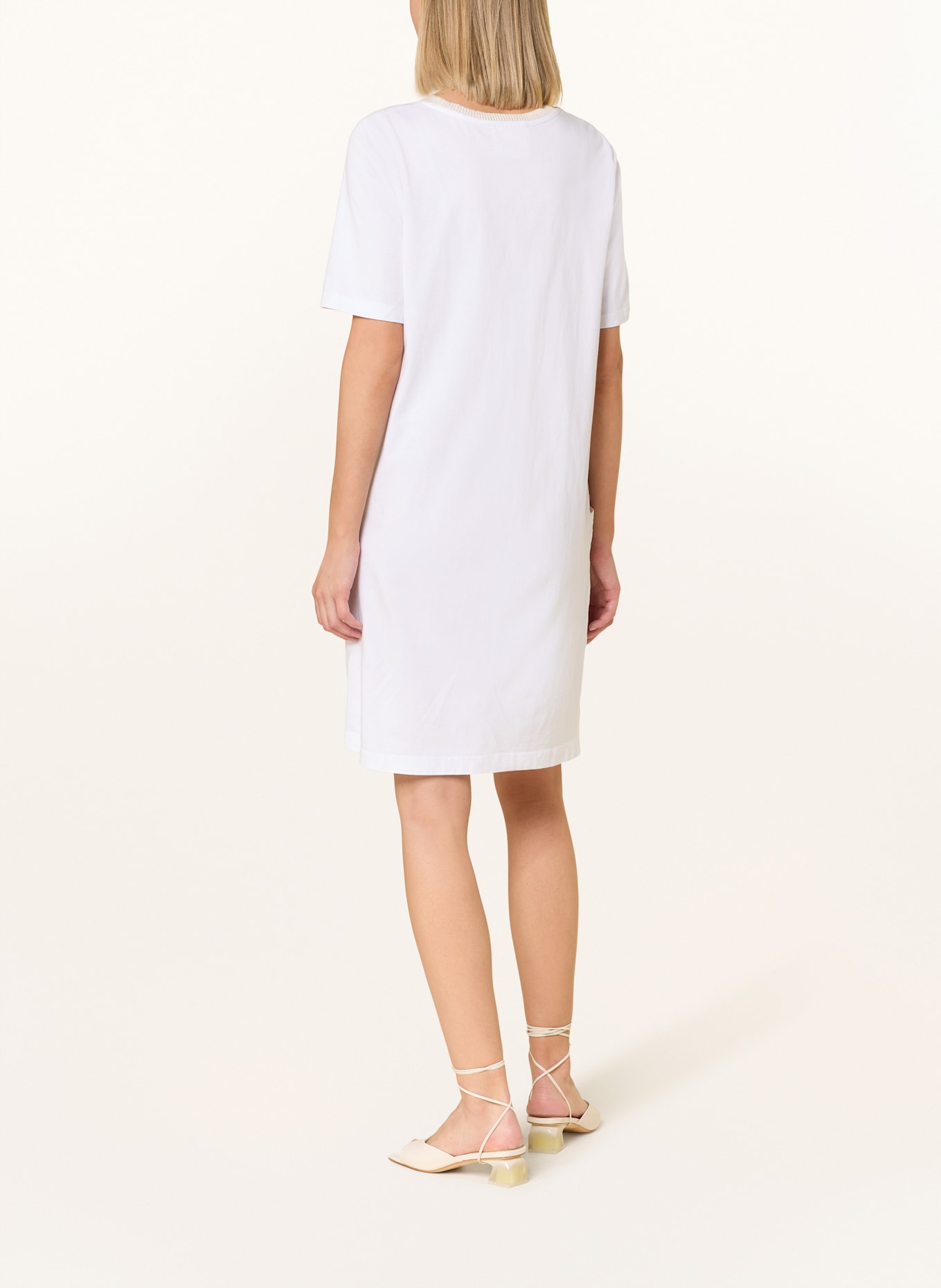 oui Kleid im Materialmix mit Leinen: 1002 optic white