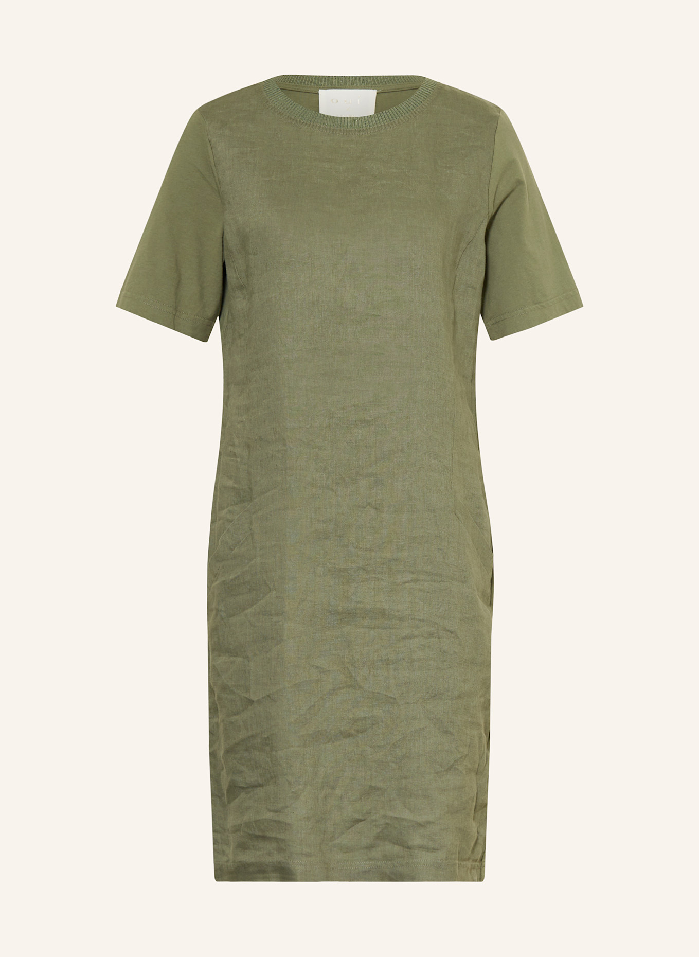 oui Kleid im Materialmix mit Leinen: GRÜN