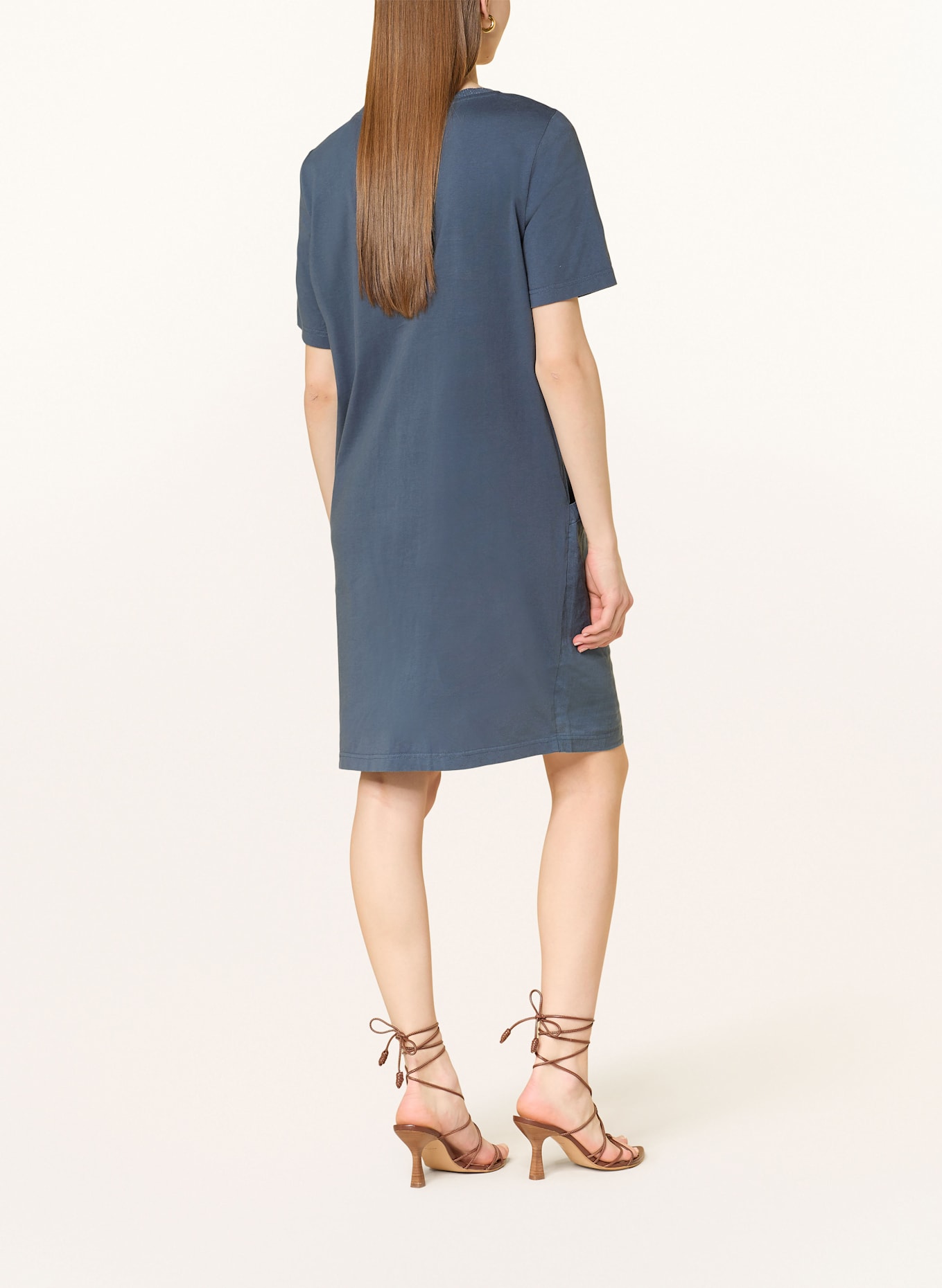 oui Kleid im Materialmix mit Leinen: DUNKELBLAU