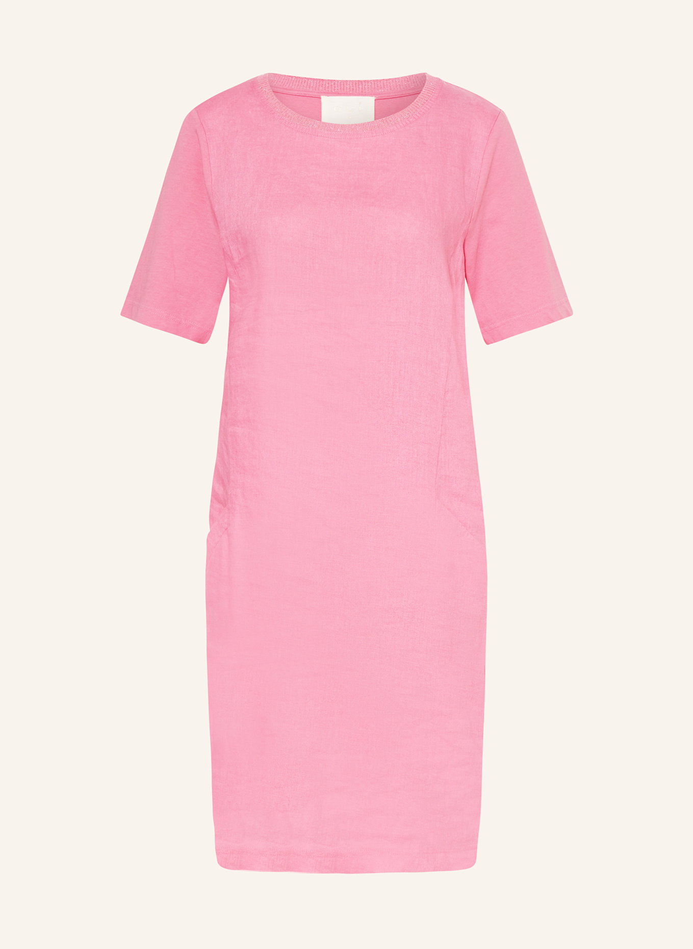 oui Kleid im Materialmix mit Leinen: PINK