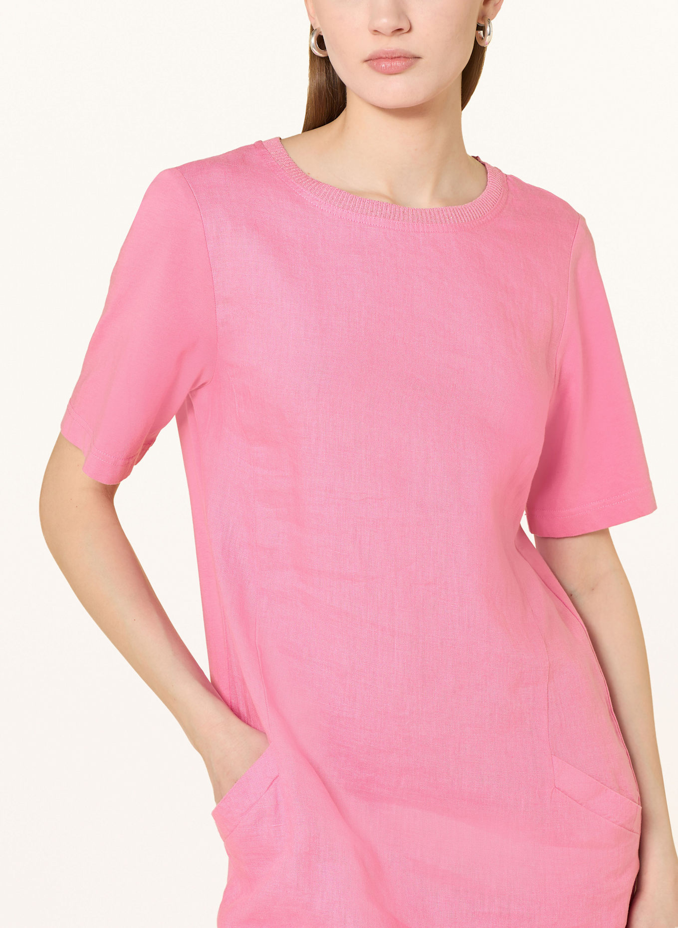 oui Kleid im Materialmix mit Leinen: PINK