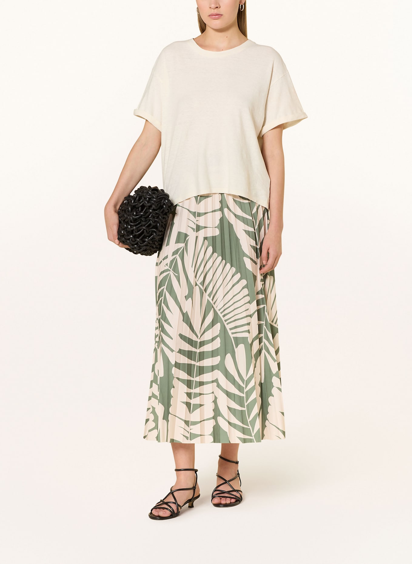 oui Plisseerock: ECRU / KHAKI