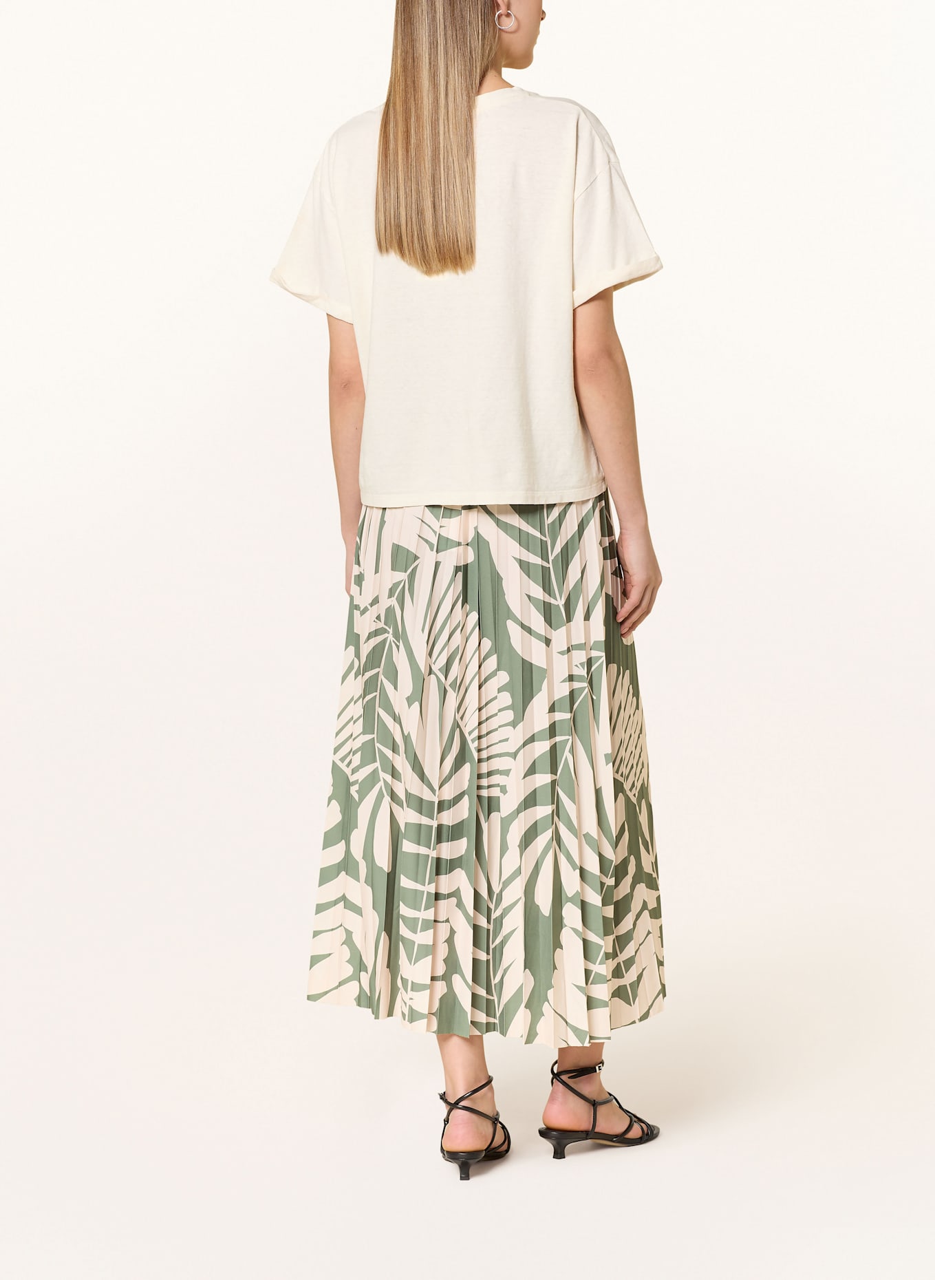 oui Plisseerock: ECRU / KHAKI