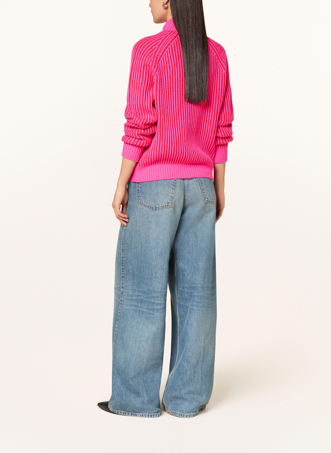 FROM FUTURE Sweter typu troyer z kaszmiru: MOCNORÓŻOWY / CZERWONY