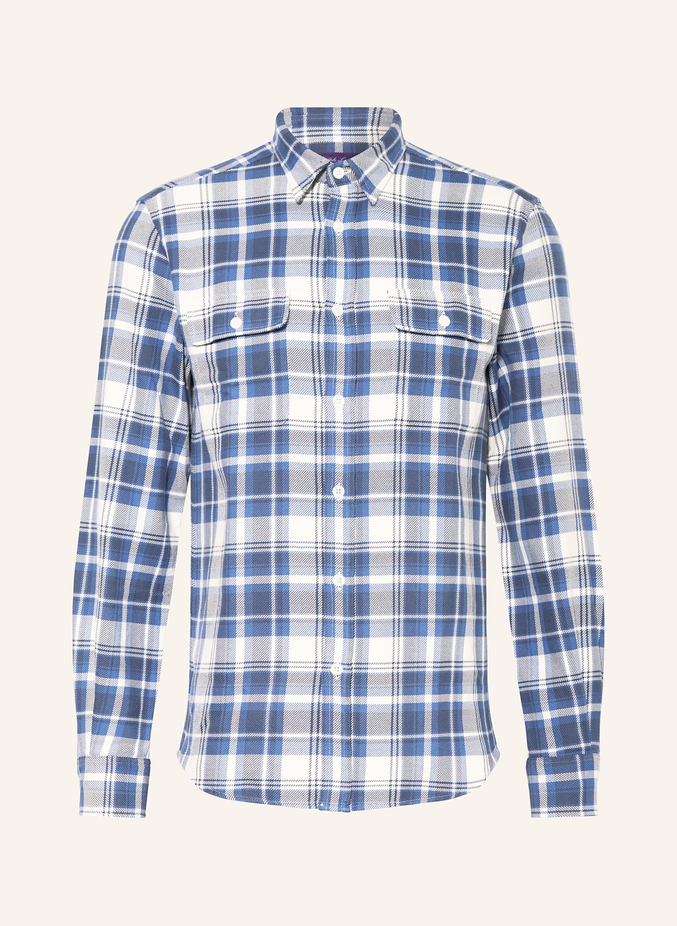 RALPH LAUREN PURPLE LABEL Hemd Slim Fit: BLAU / CREME