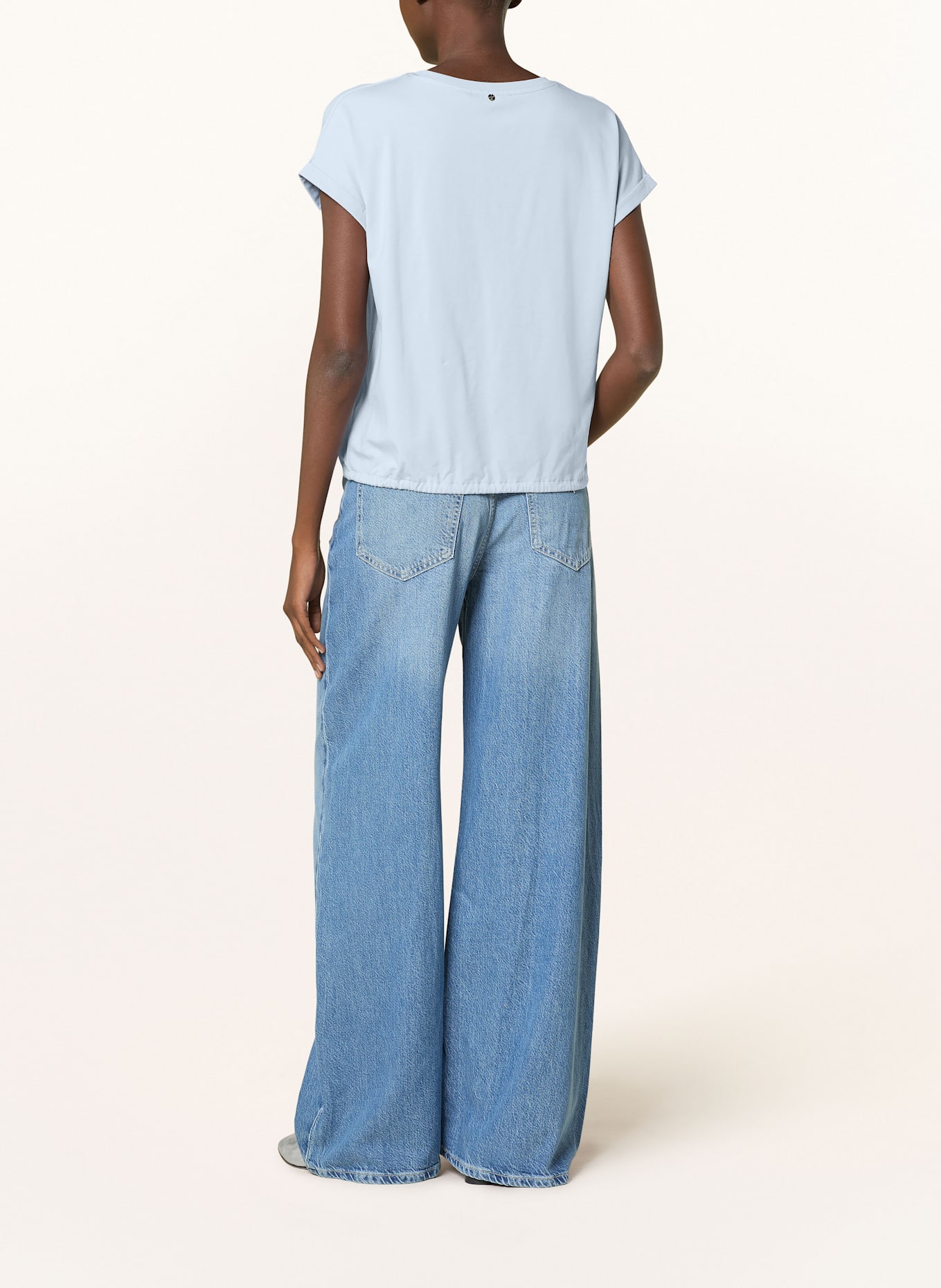 oui Blusenshirt mit Schmuckperlen: HELLBLAU