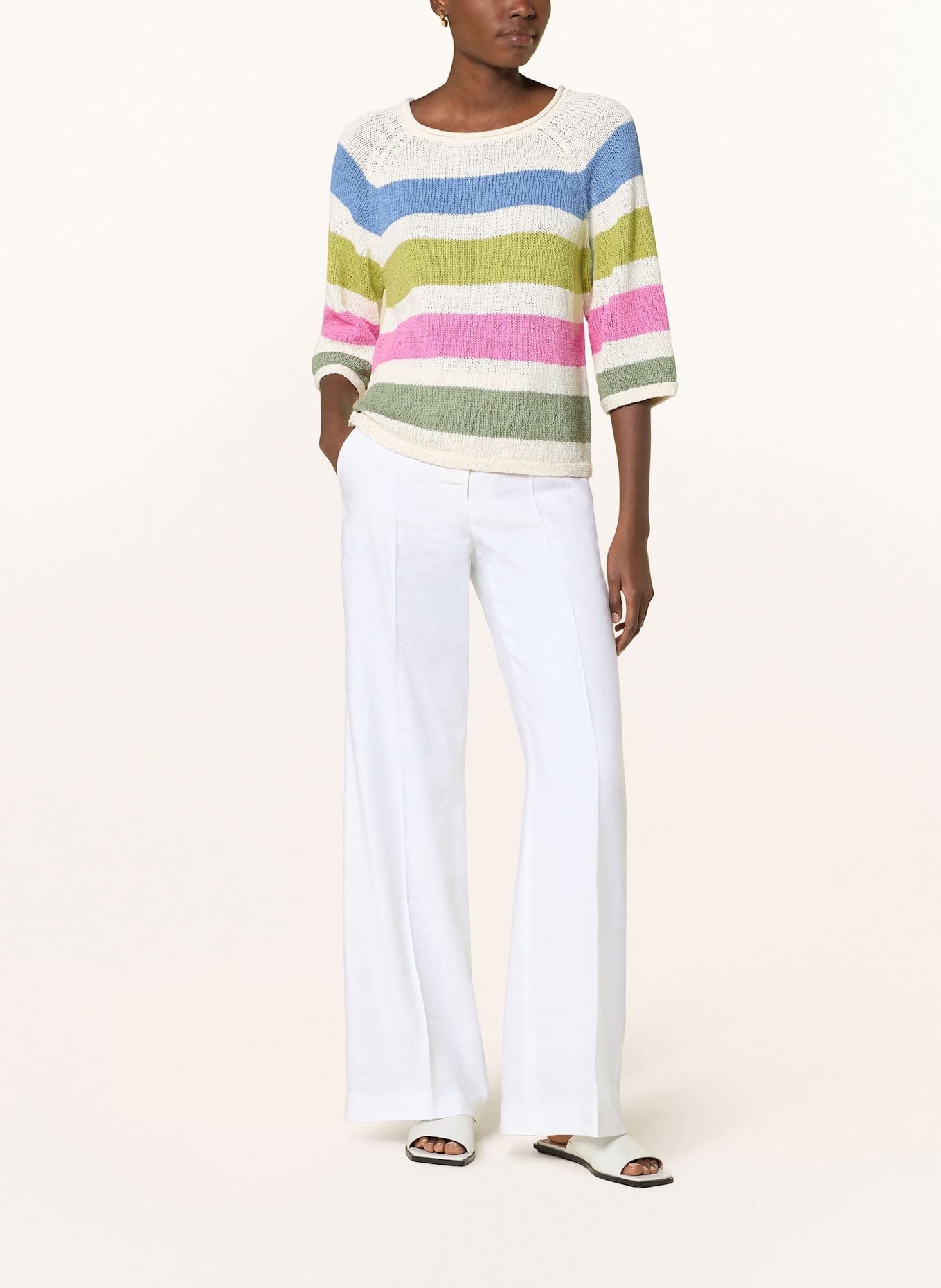 oui Sweater: WHITE / GREEN / PINK