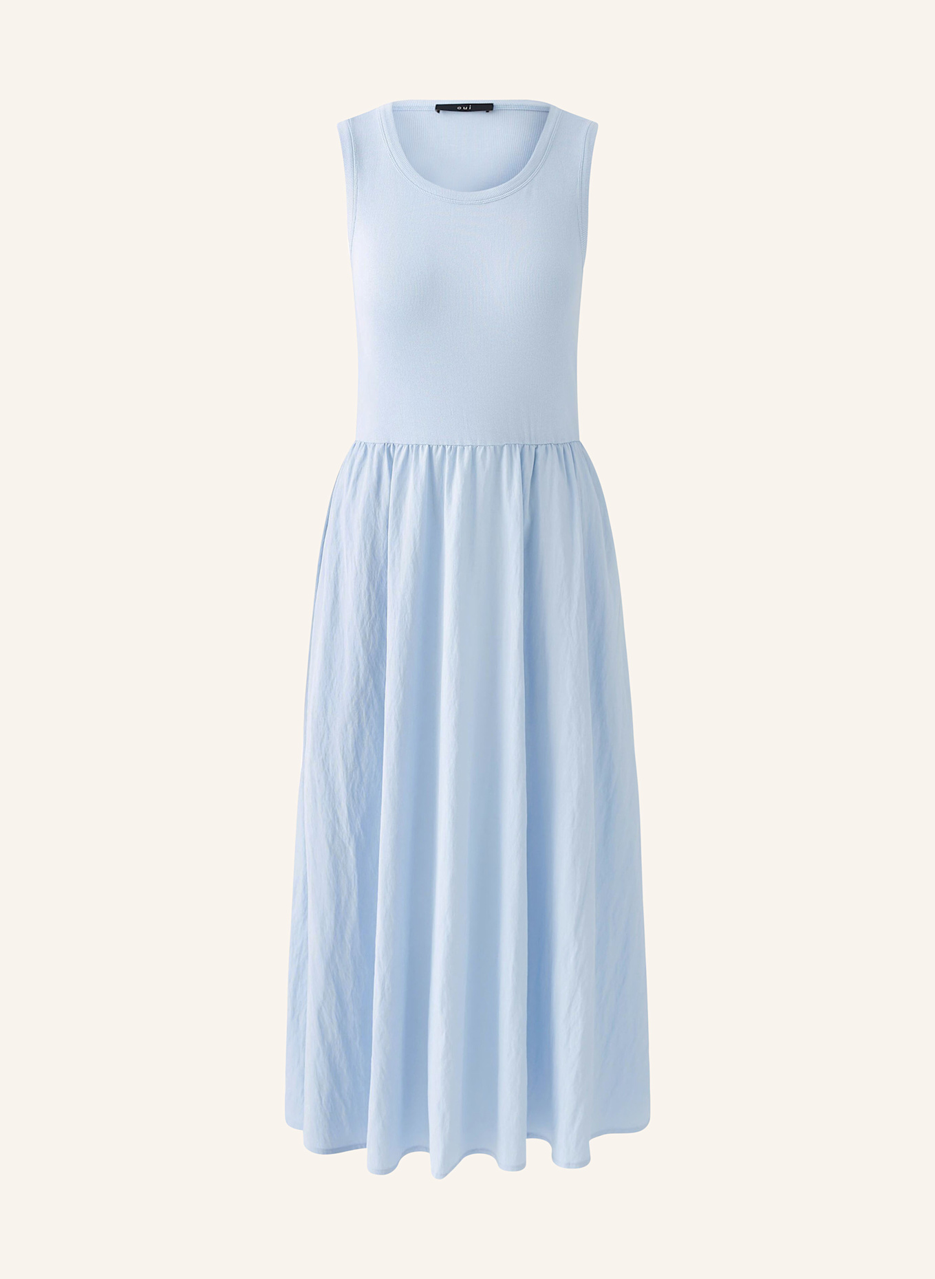 oui Kleid im Materialmix: HELLBLAU