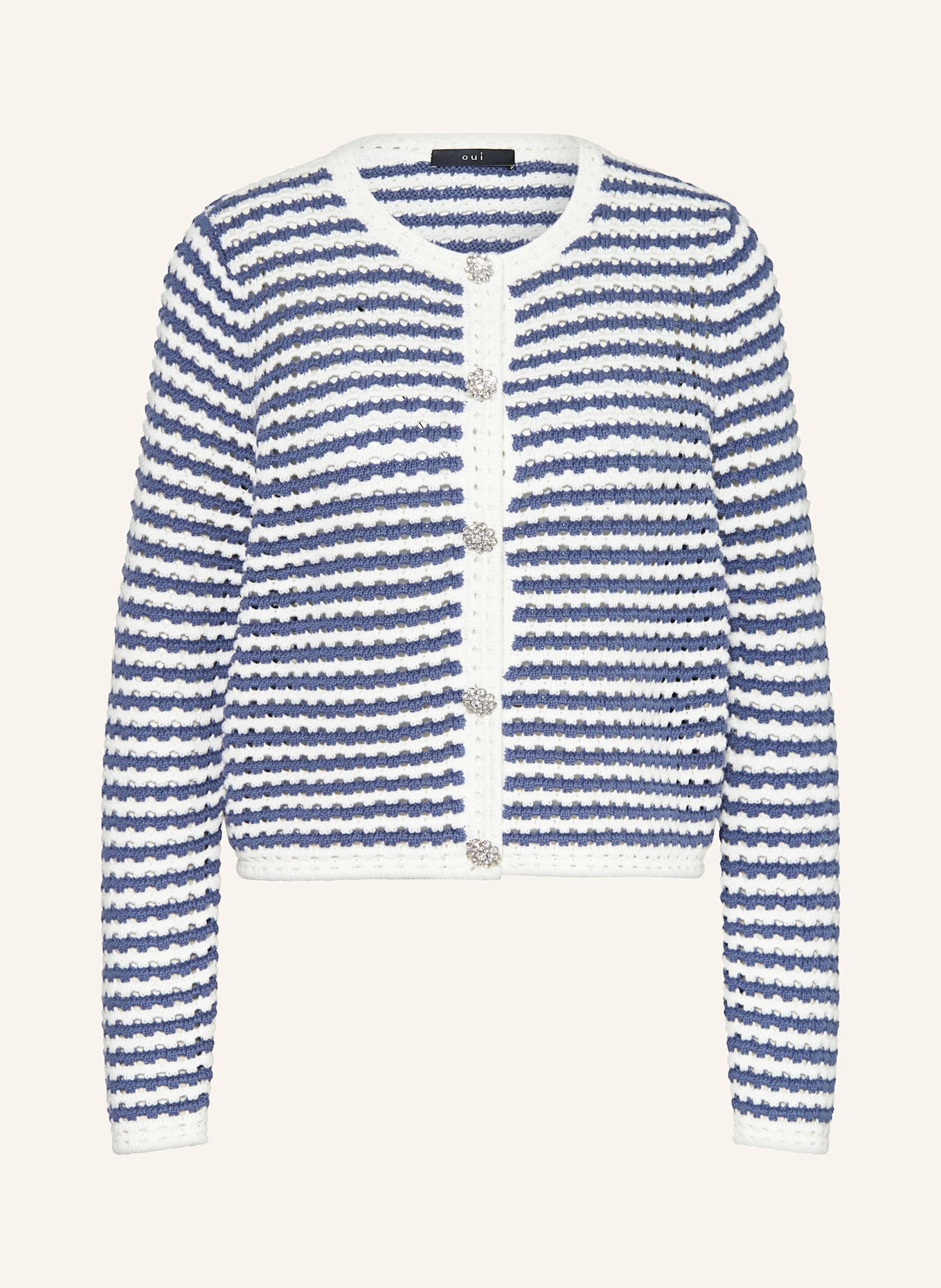 oui Strickjacke: WEISS/ DUNKELBLAU