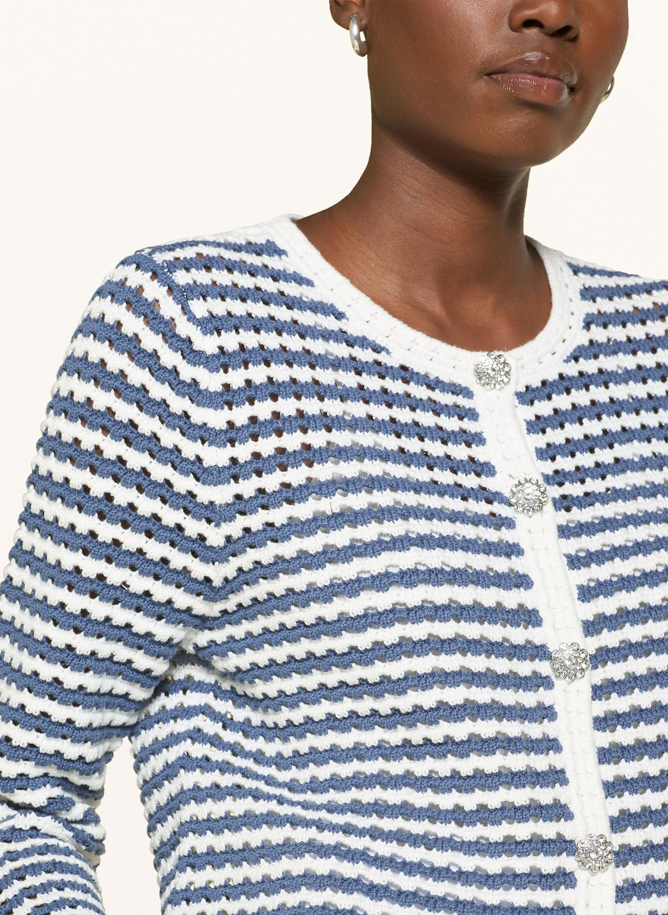 oui Strickjacke: WEISS/ DUNKELBLAU