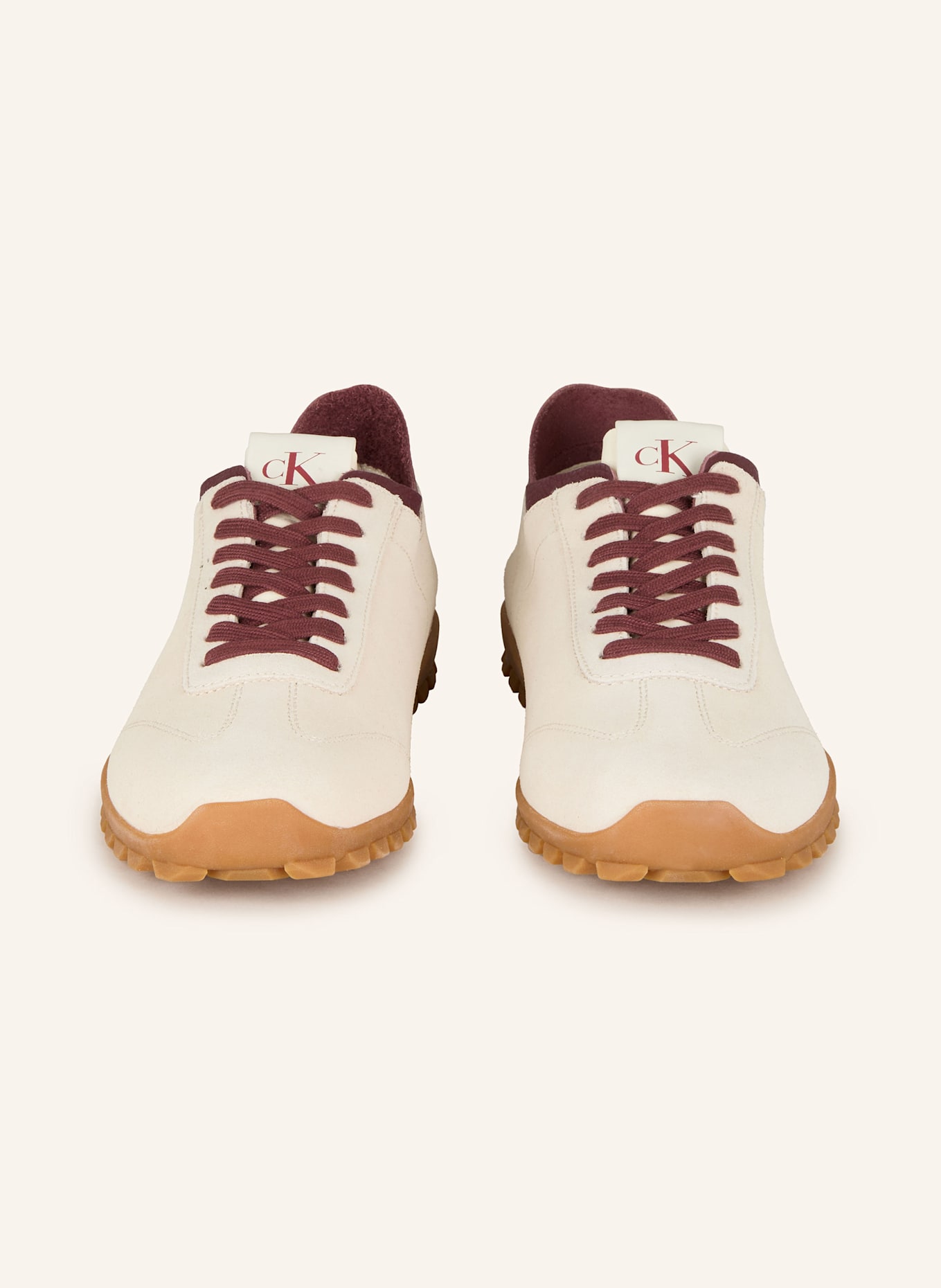 Calvin Klein Sneakersy: KREMOWY/ CIEMNOCZERWONY