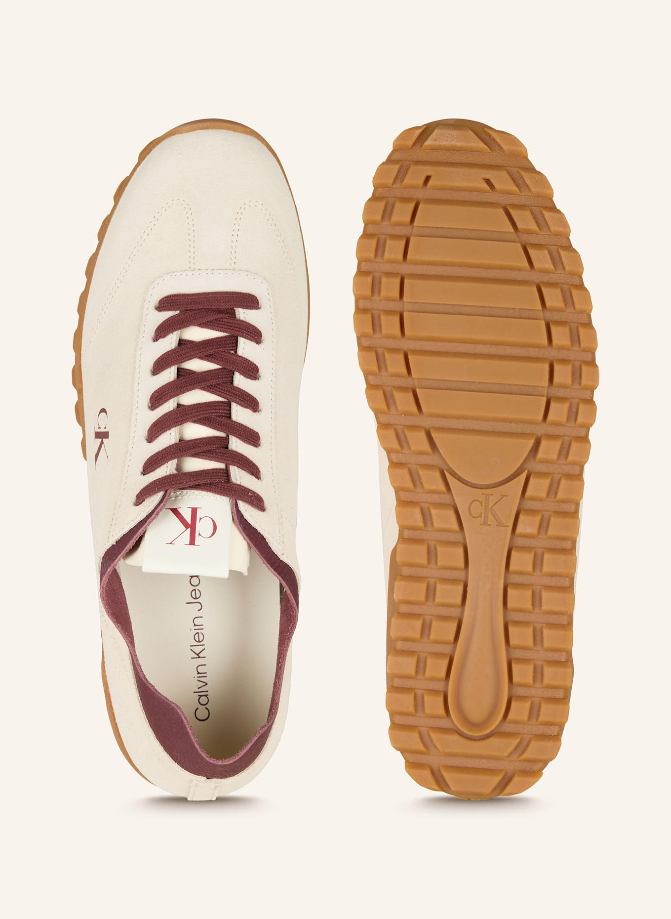 Calvin Klein Sneakersy: KREMOWY/ CIEMNOCZERWONY