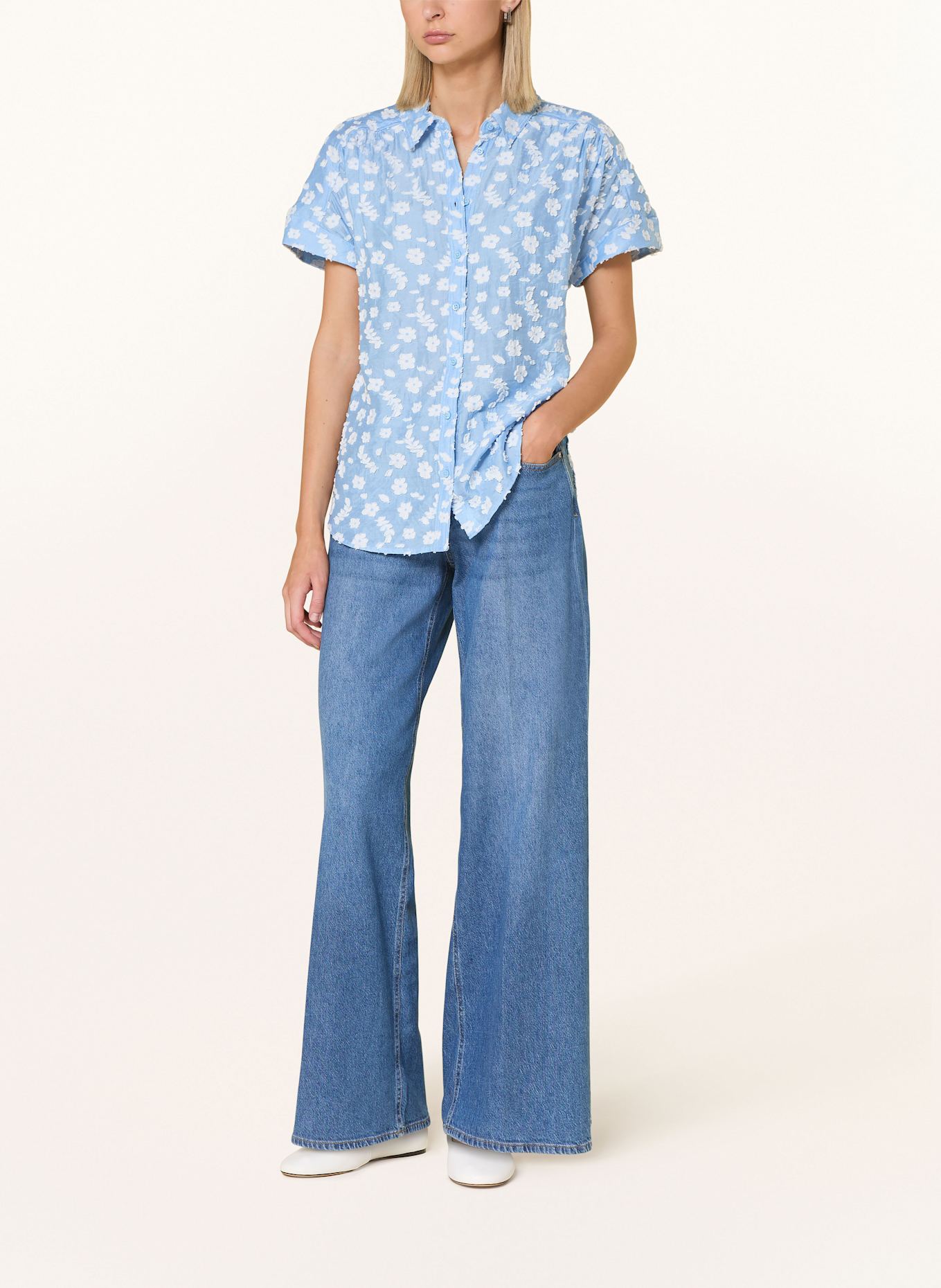 BRAX Hemdbluse VIV aus Jacquard: BLAU / WEISS