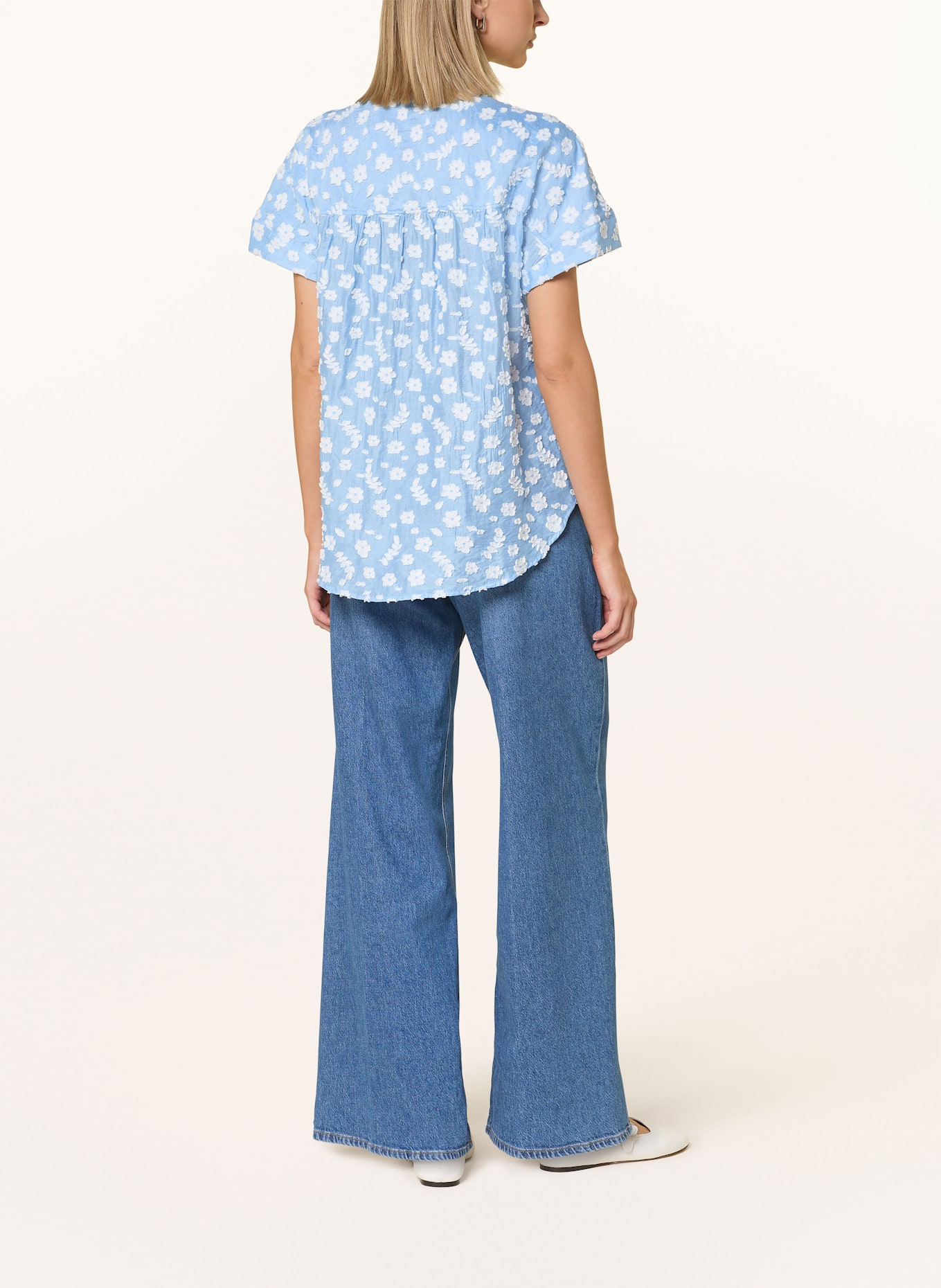 BRAX Hemdbluse VIV aus Jacquard: BLAU / WEISS