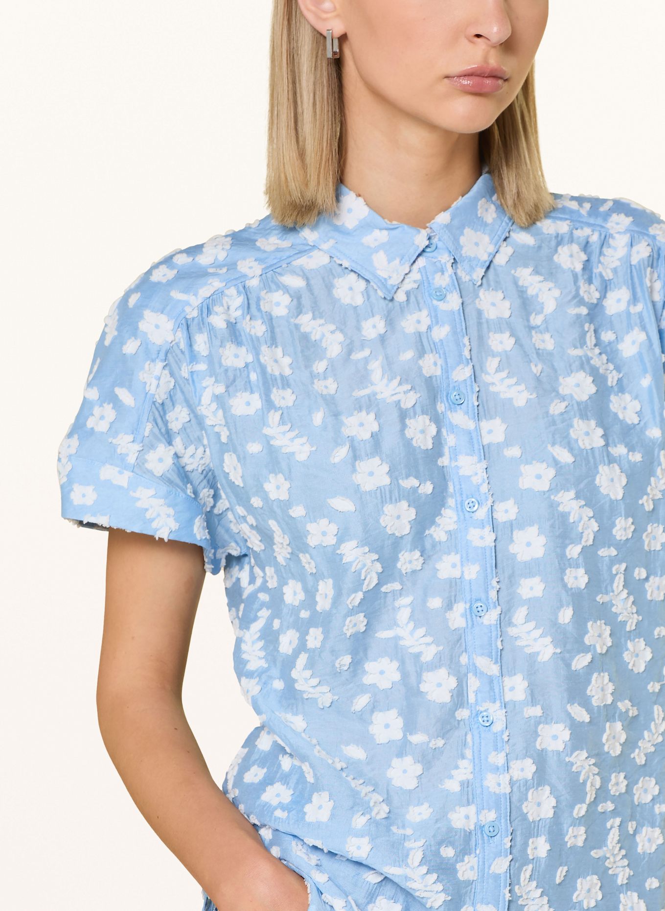 BRAX Hemdbluse VIV aus Jacquard: BLAU / WEISS