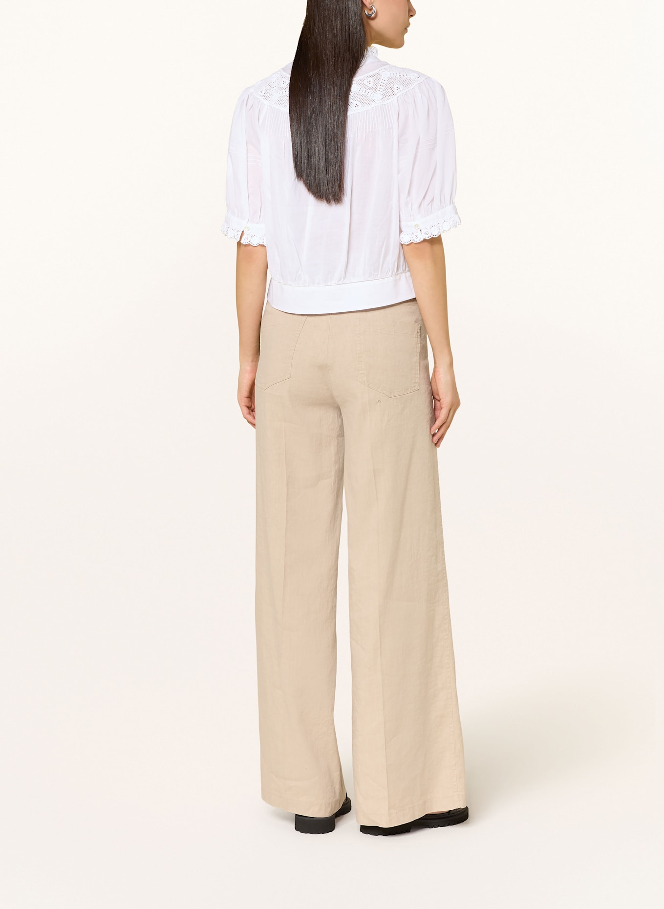 CAMBIO Marlenehose ADRIENNE mit Leinen: CREME