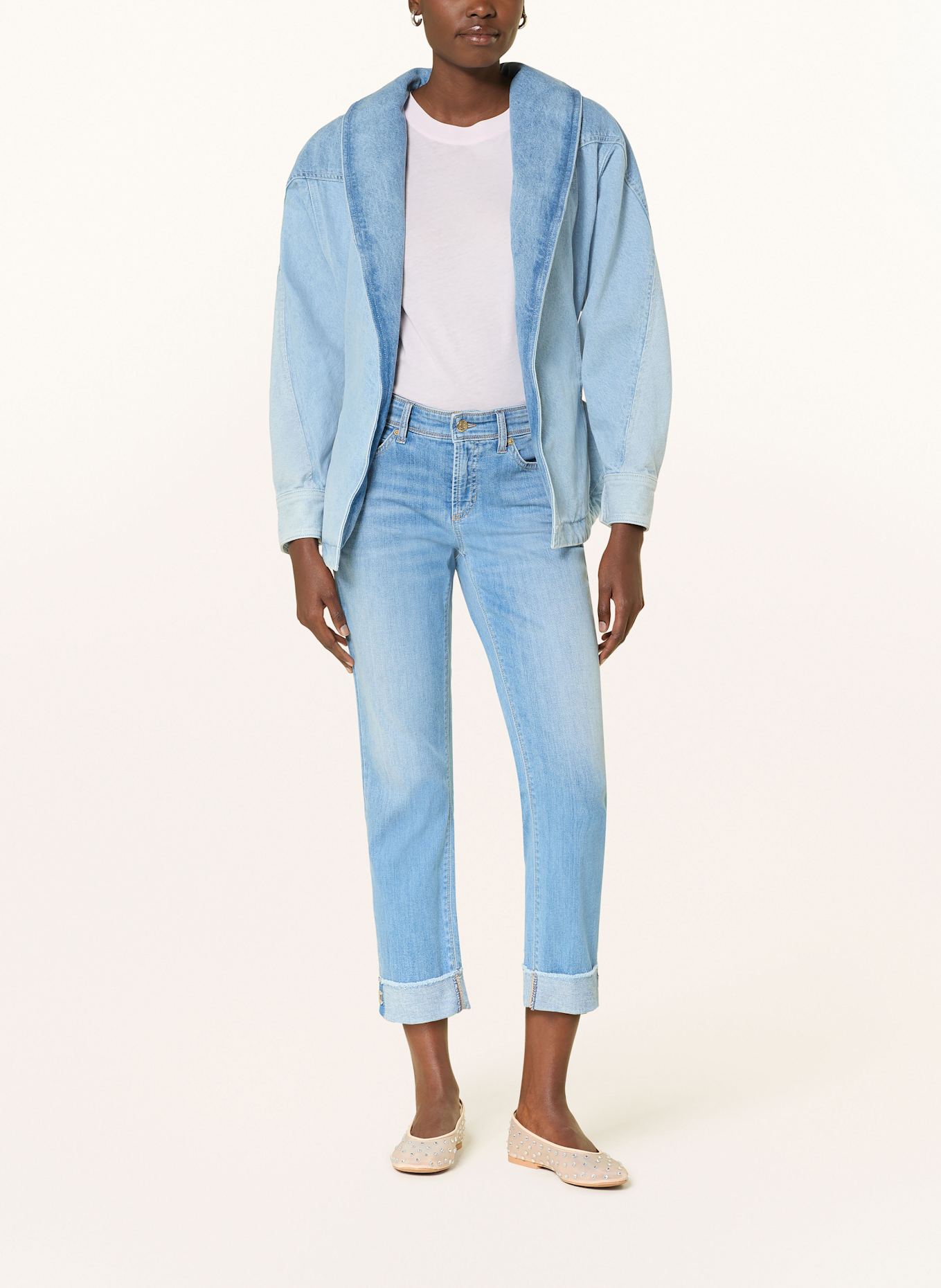 CAMBIO 7/8-Jeans PIPER SHORT: 5277 sunny splinted fringed