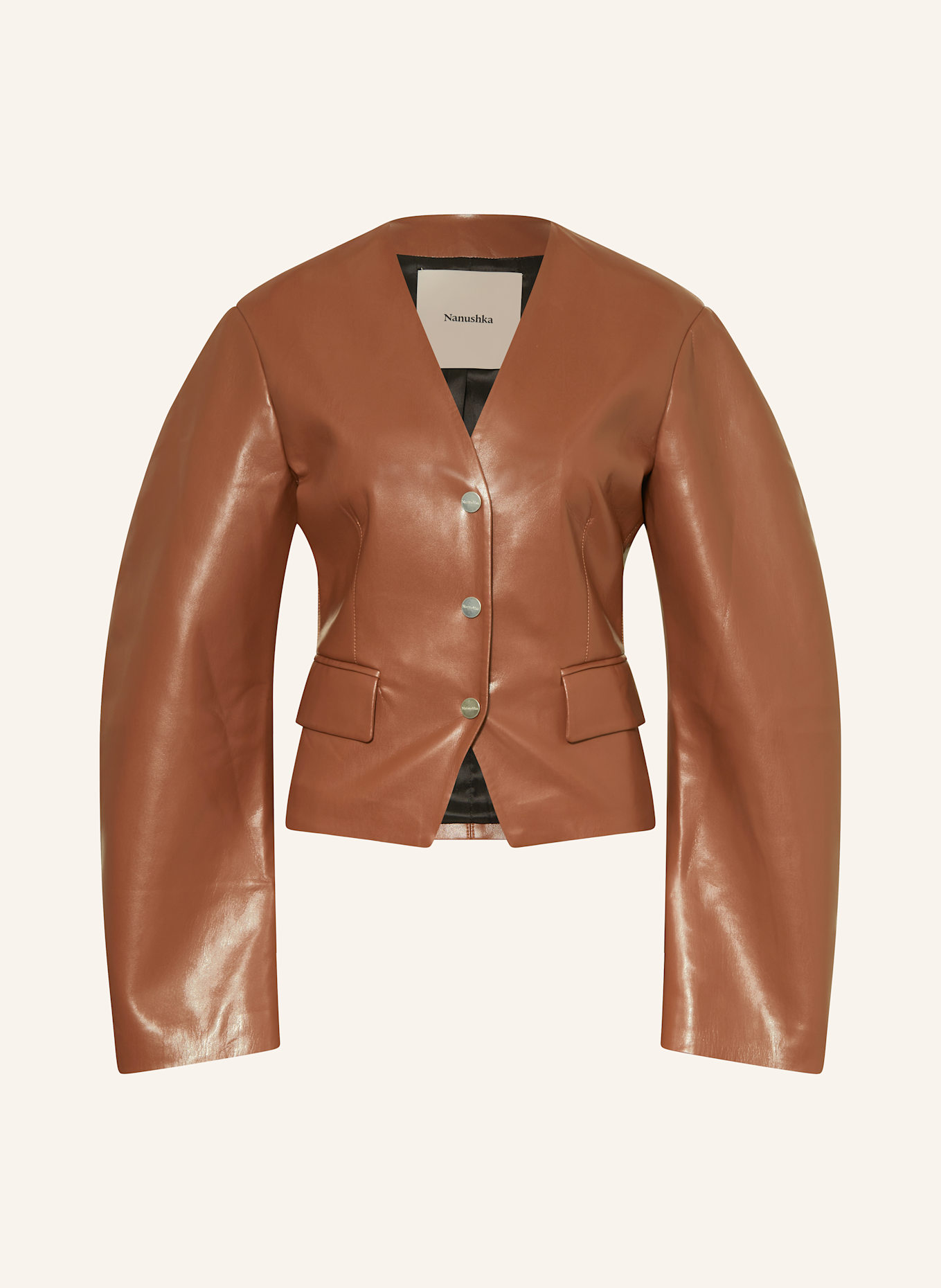 Nanushka Blazer KIYO in Lederoptik: BRAUN