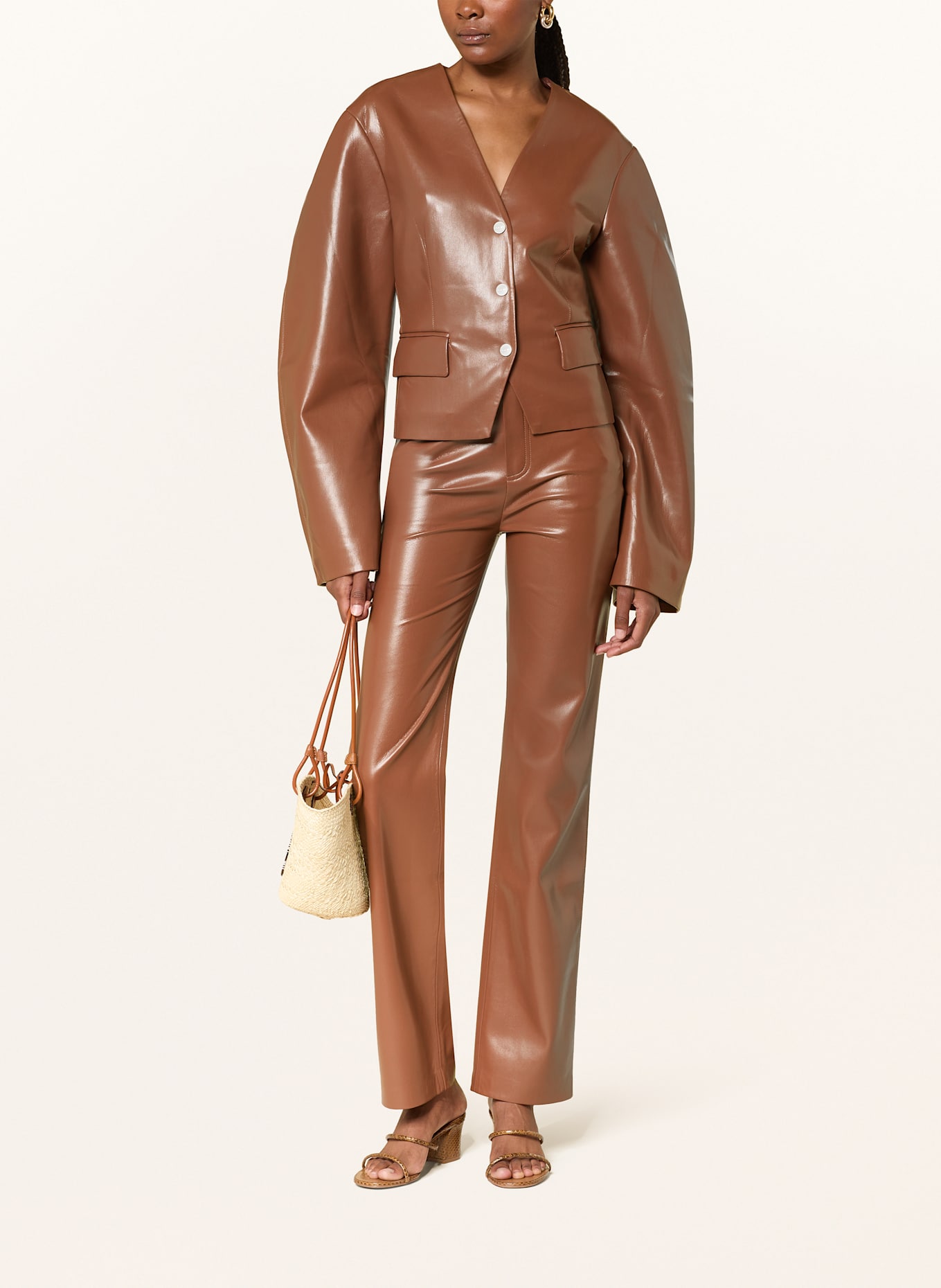 Nanushka Blazer KIYO in Lederoptik: BRAUN