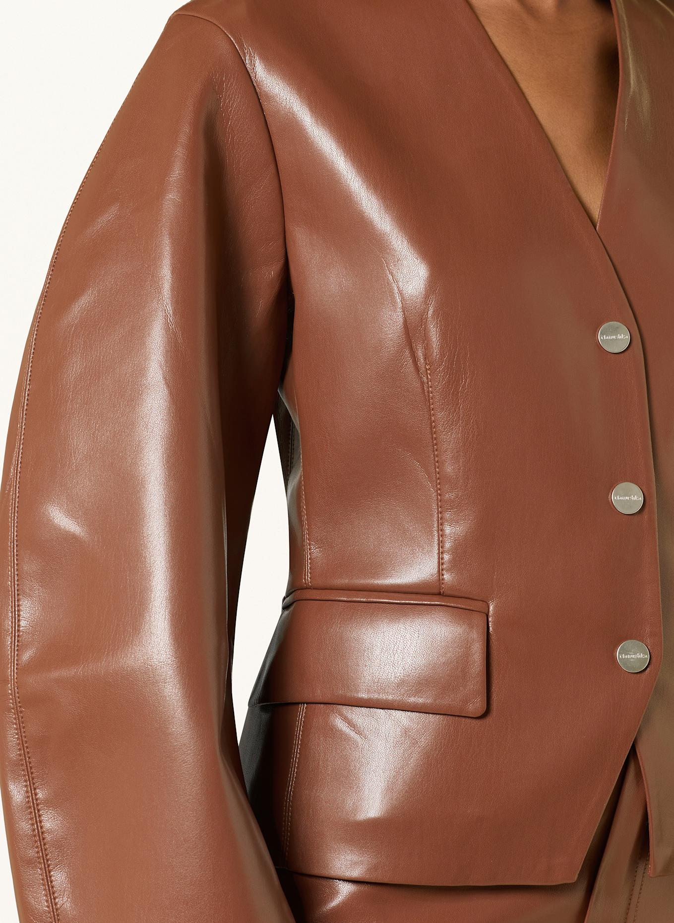Nanushka Blazer KIYO in Lederoptik: BRAUN