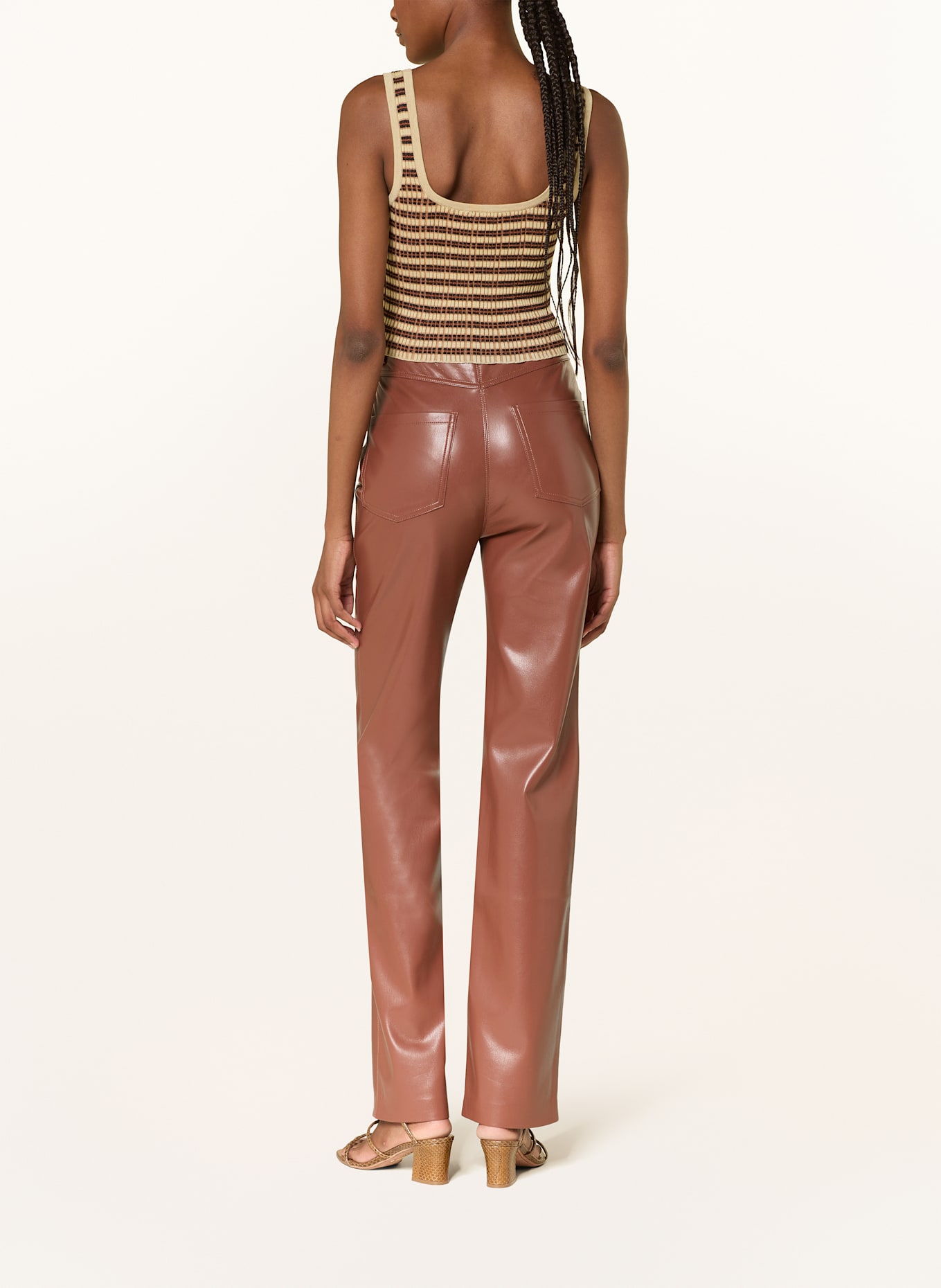 Nanushka Top z dzianiny DELFINE: ECRU / GRANATOWY / CIEMNOCZERWONY