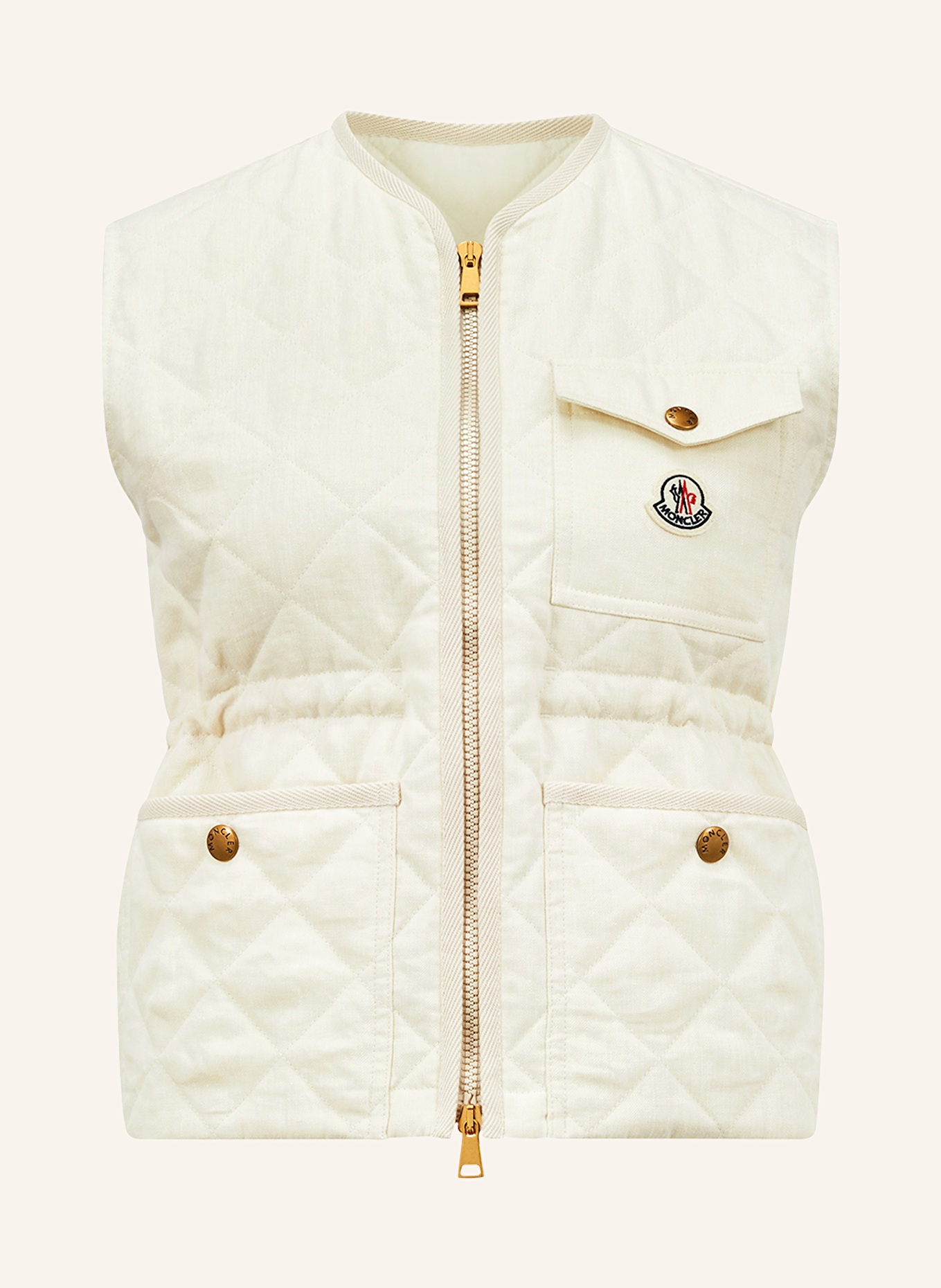 MONCLER Steppweste VIGNY aus Leinen: ECRU