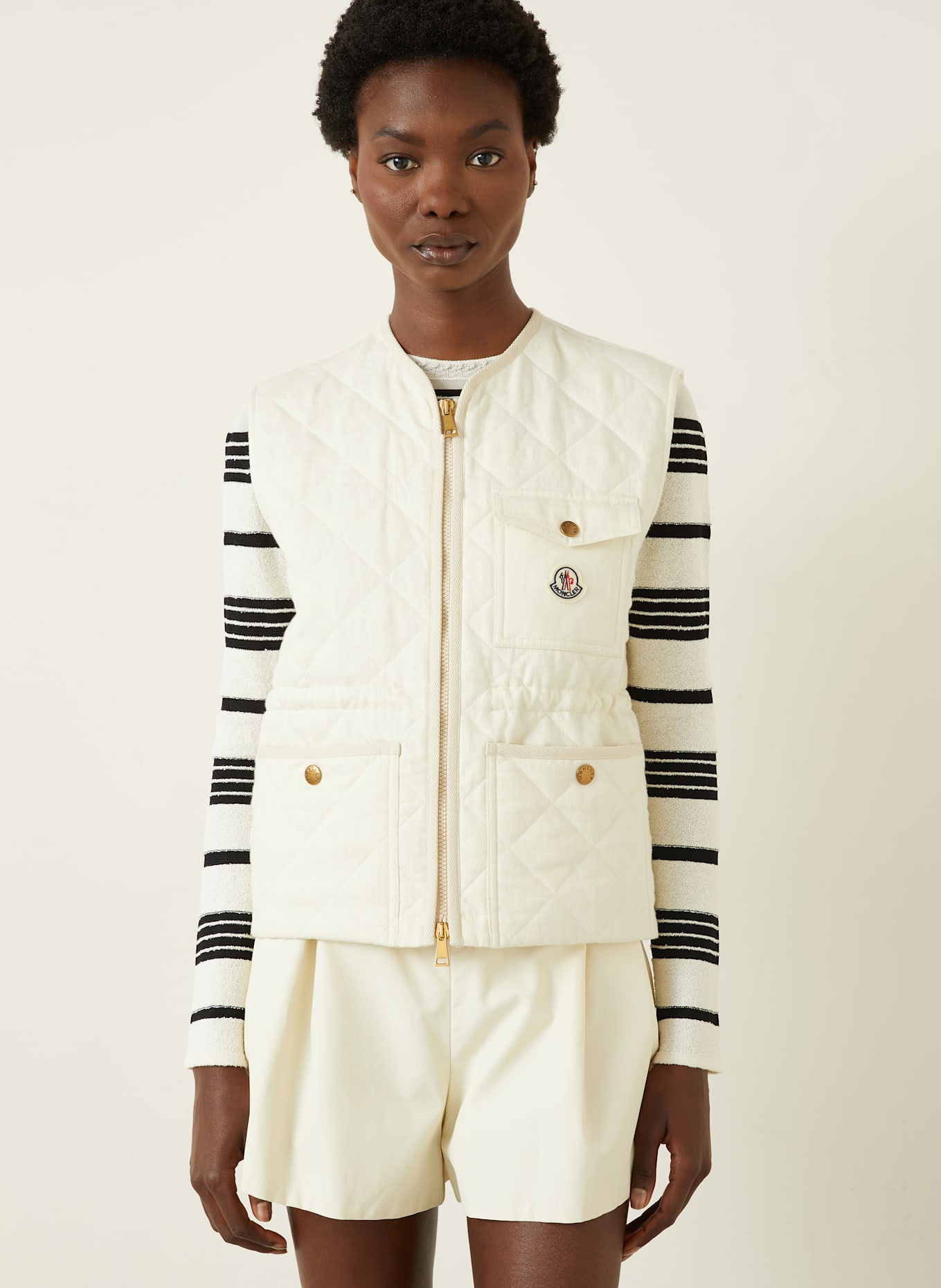 MONCLER Steppweste VIGNY aus Leinen: ECRU