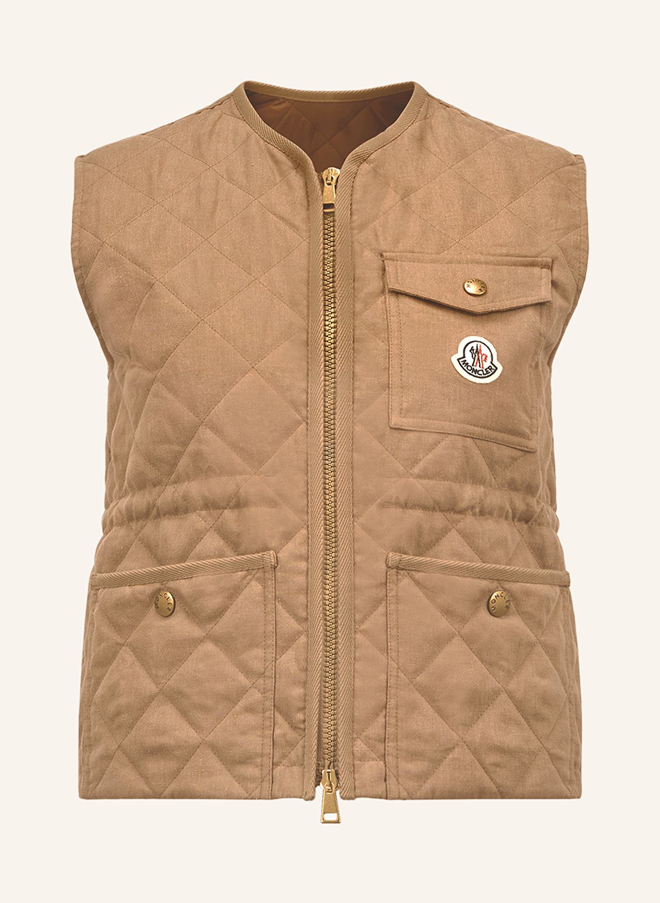 MONCLER Steppweste VIGNY aus Leinen: BRAUN