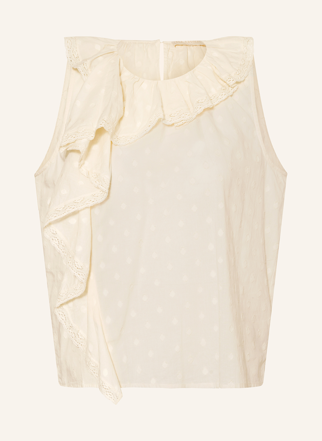 ULLA JOHNSON Blusentop THALIA mit Spitze und Rüschen: ECRU