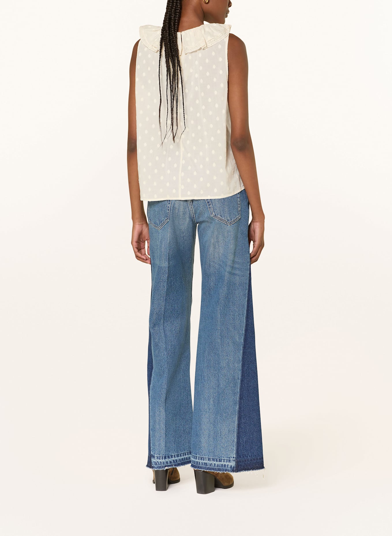 ULLA JOHNSON Blusentop THALIA mit Spitze und Rüschen: ECRU