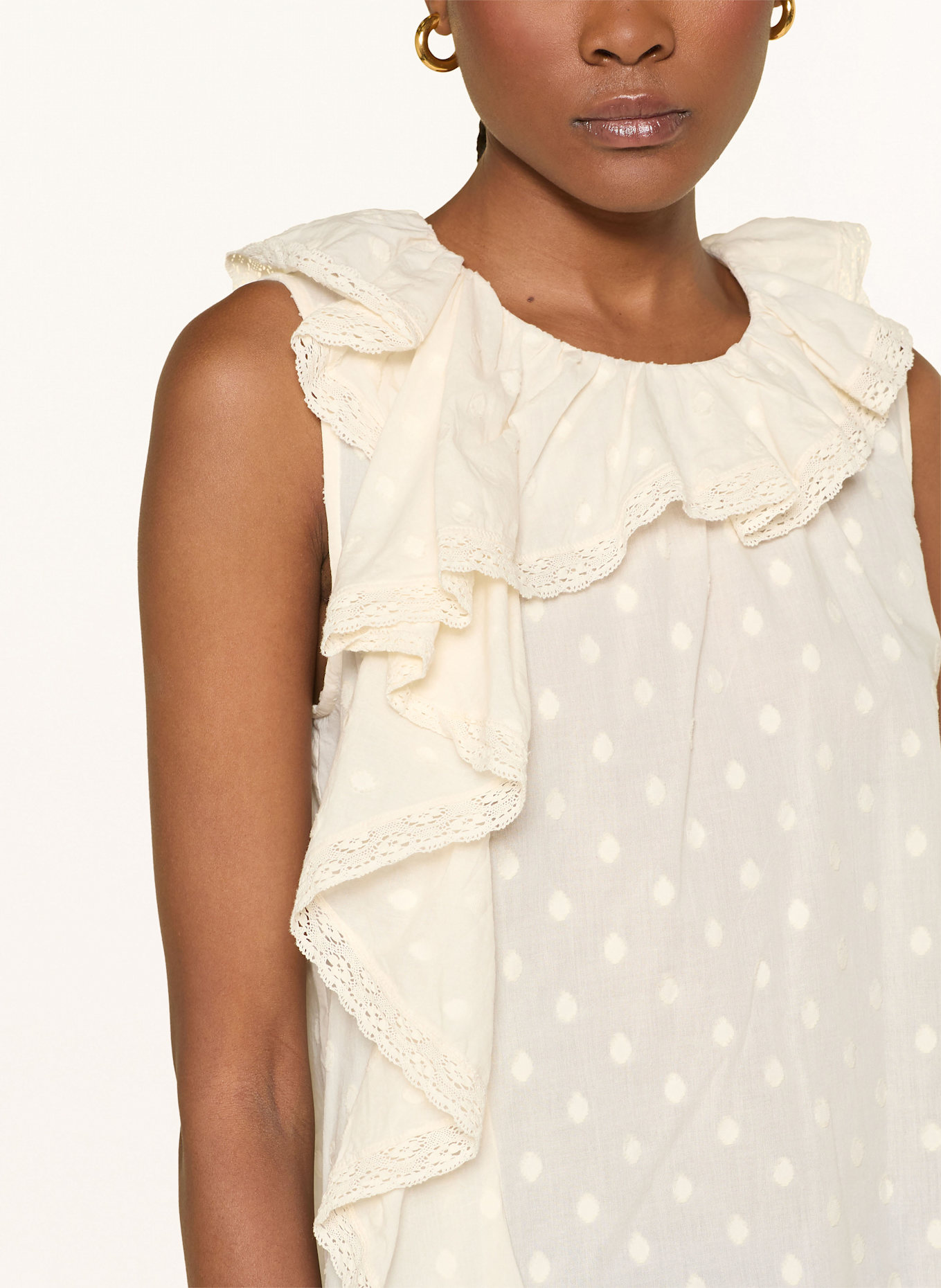 ULLA JOHNSON Blusentop THALIA mit Spitze und Rüschen: ECRU