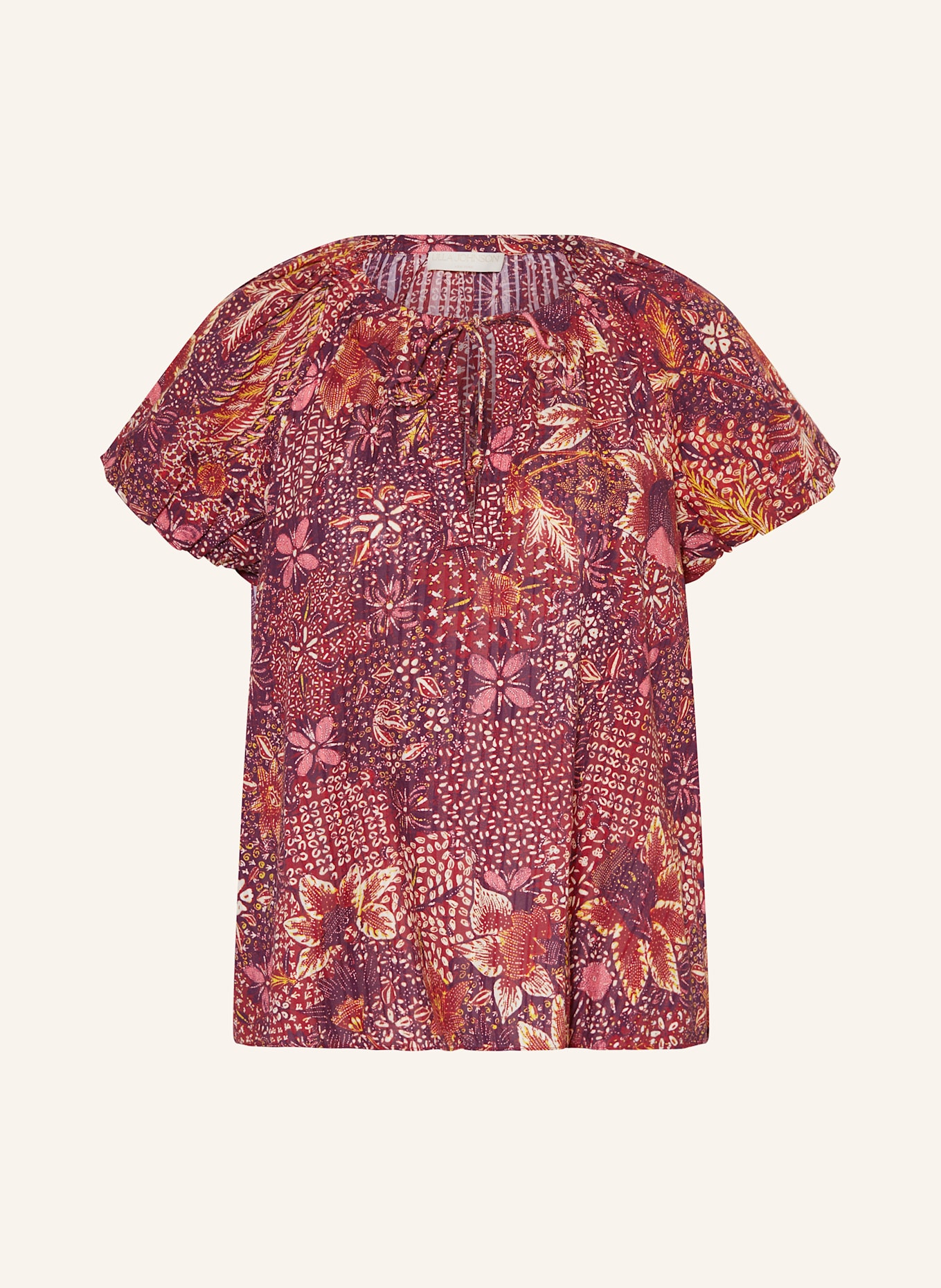 ULLA JOHNSON Blusenshirt ISSA: DUNKELLILA / HELLROT / CREME