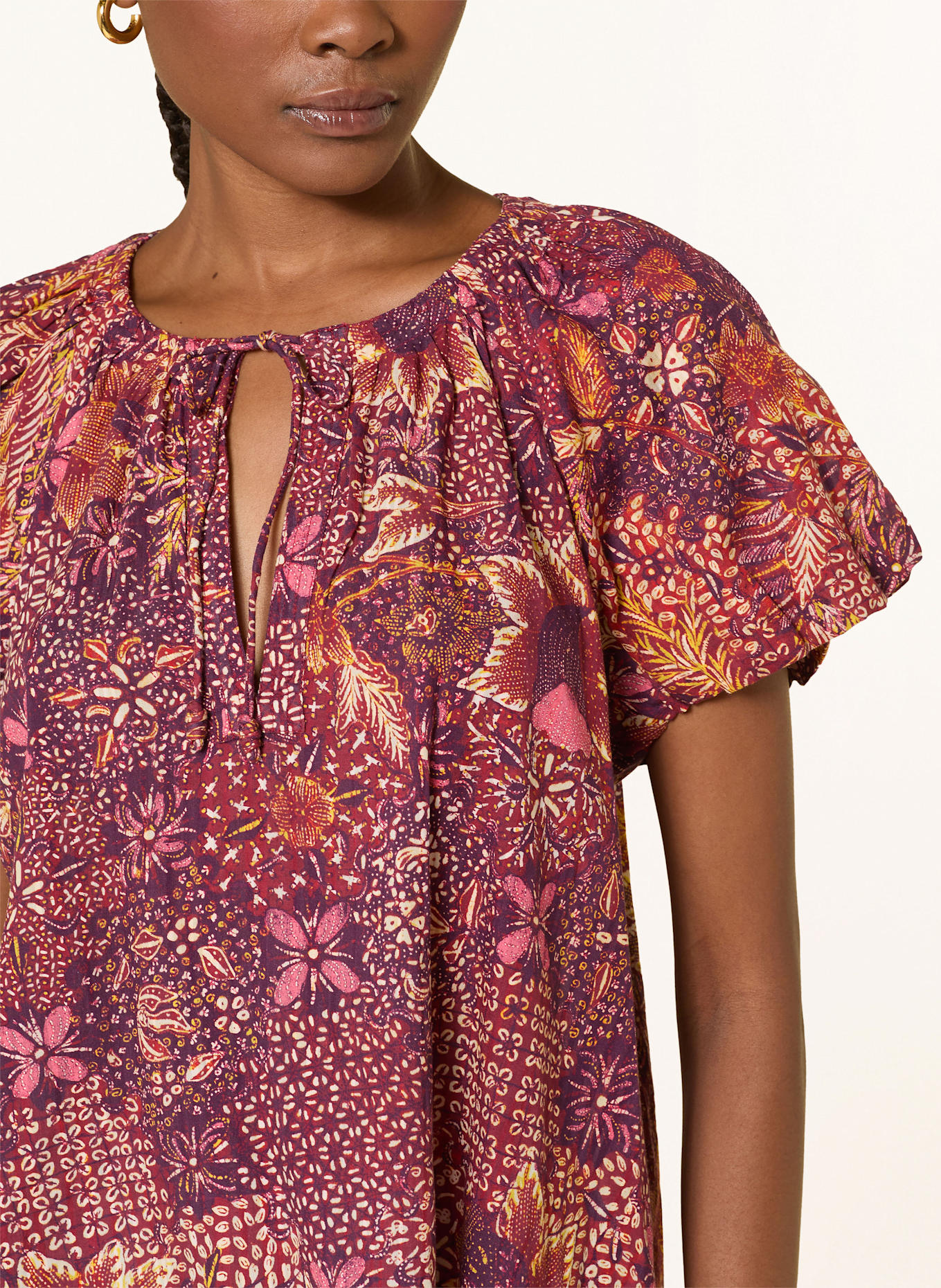 ULLA JOHNSON Blusenshirt ISSA: DUNKELLILA / HELLROT / CREME